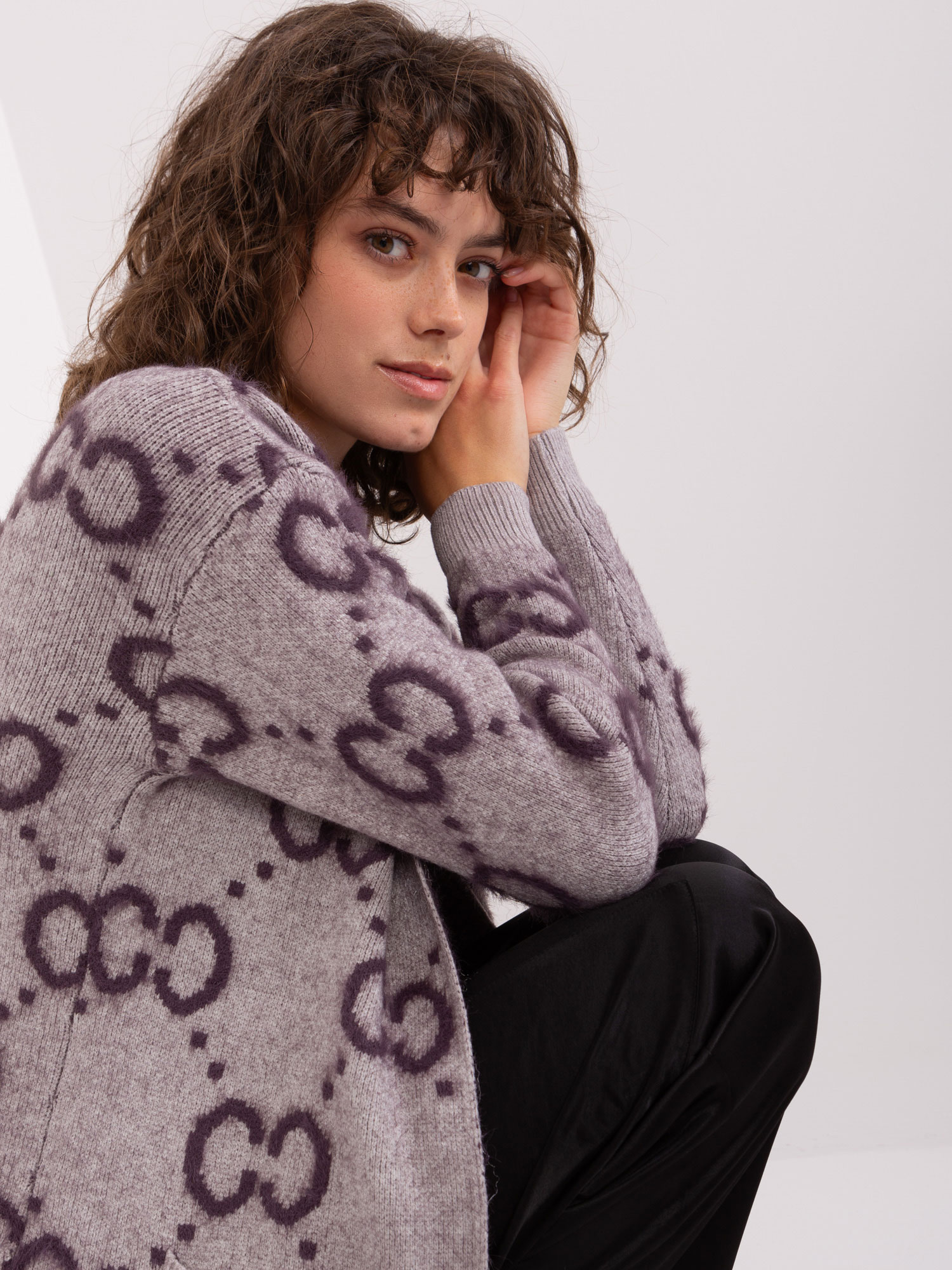 Тъмно Лилава Жилетка с Вискоза Wool Fashion Italia - Image 2