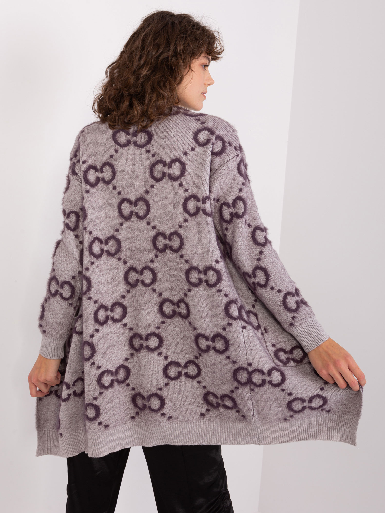 Тъмно Лилава Жилетка с Вискоза Wool Fashion Italia - Image 3