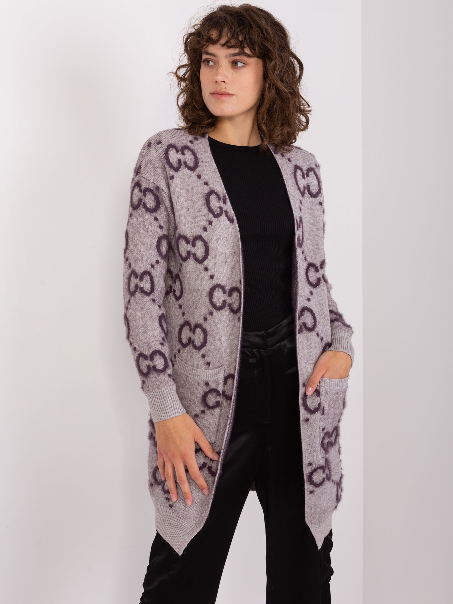 Тъмно Лилава Жилетка с Вискоза Wool Fashion Italia - Image 4