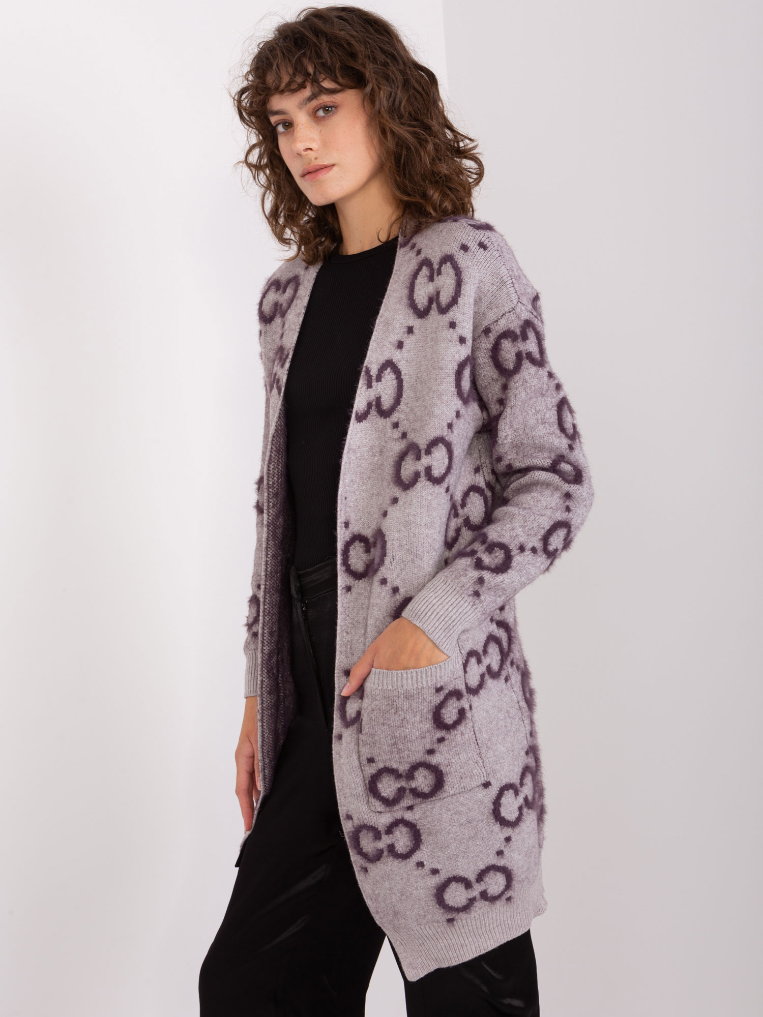 Тъмно Лилава Жилетка с Вискоза Wool Fashion Italia - Image 5