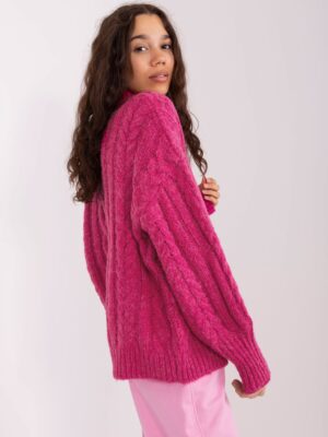 Фуксия Пуловер с Плитки и Рипс - Wool Fashion Italia