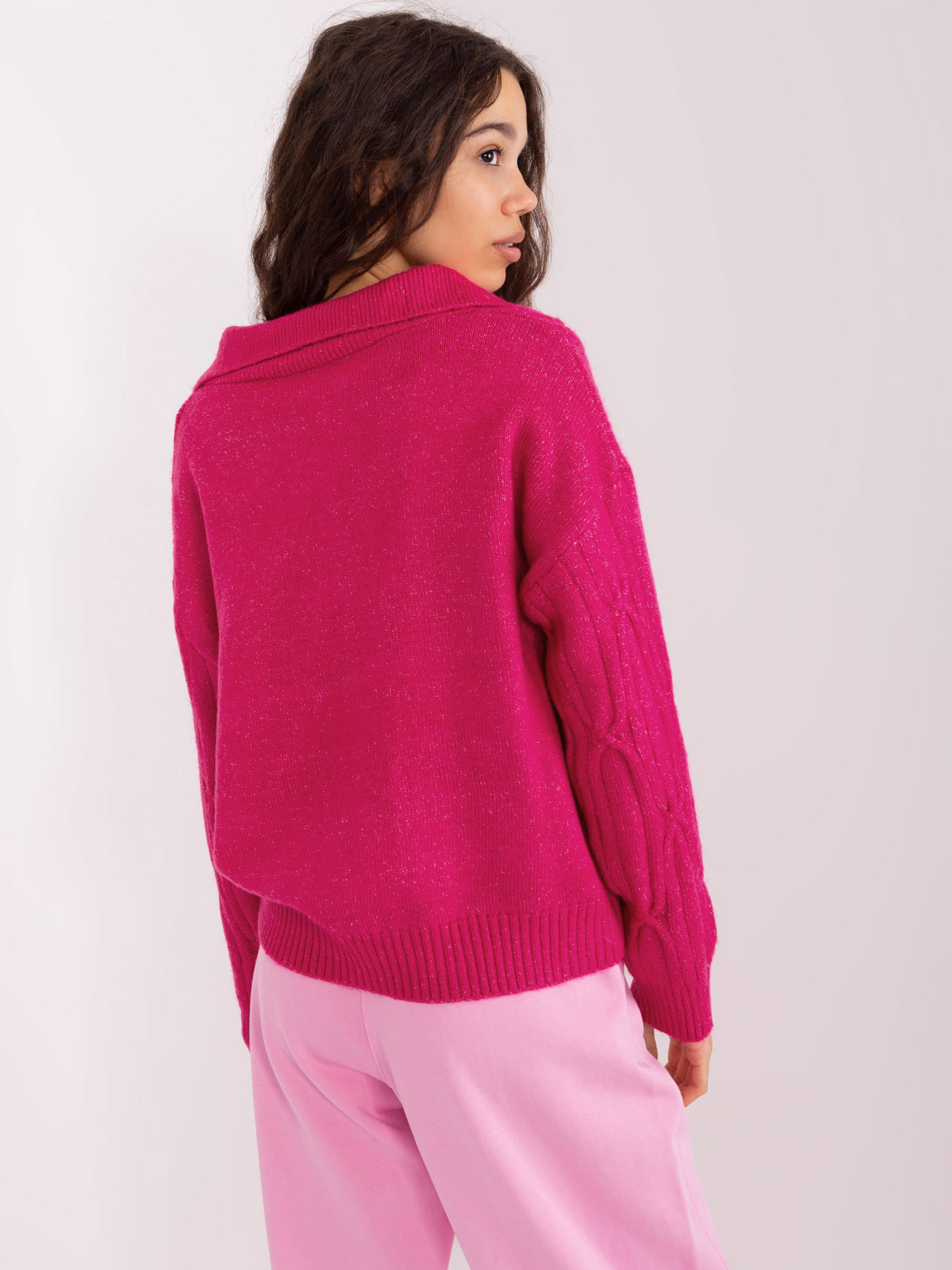 Фуксия Пуловер с Плитки и Яка - Wool Fashion Italia - Image 4