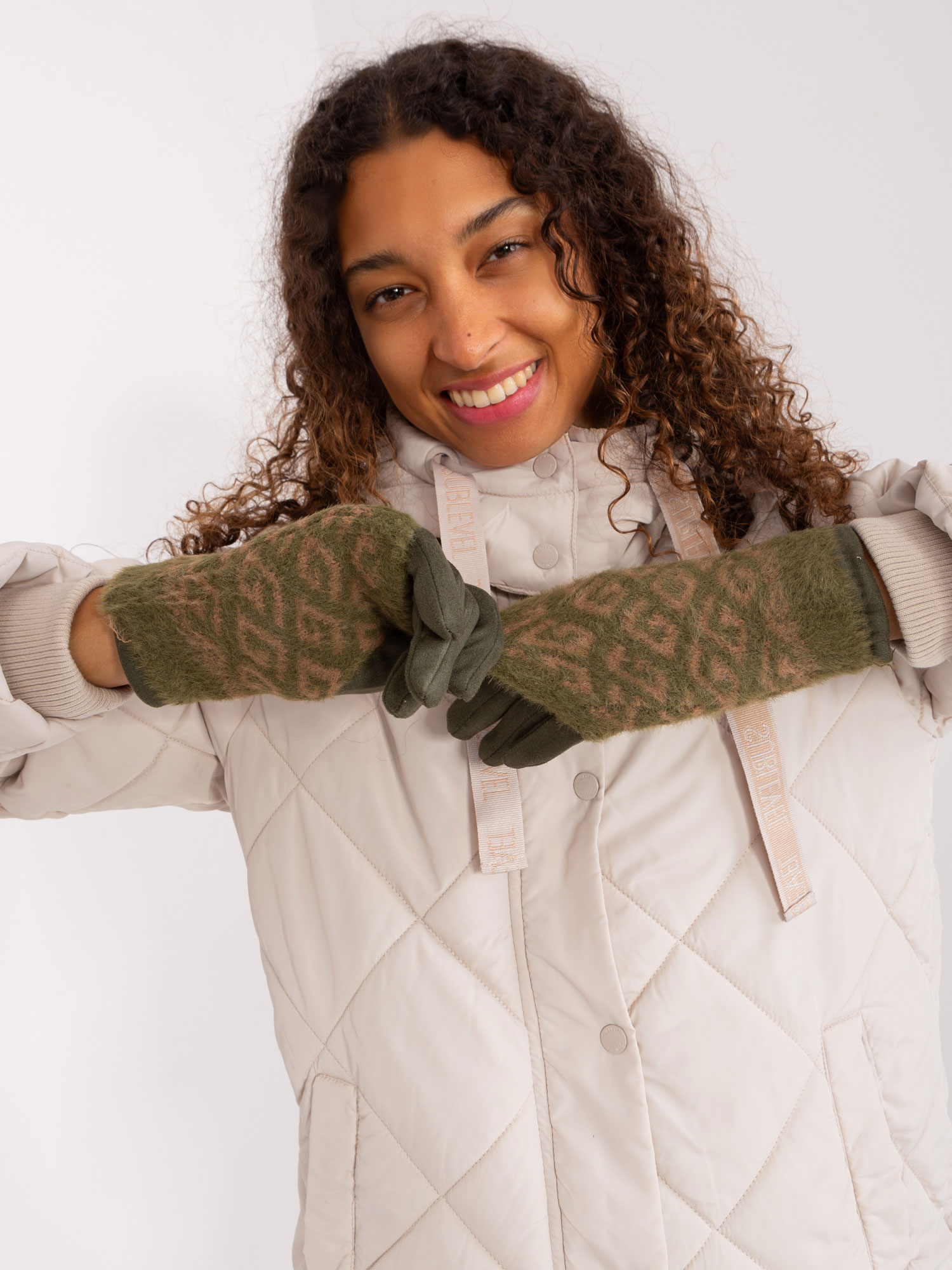 Италиански Ръкавици Wool Fashion Italia Khaki - Image 3