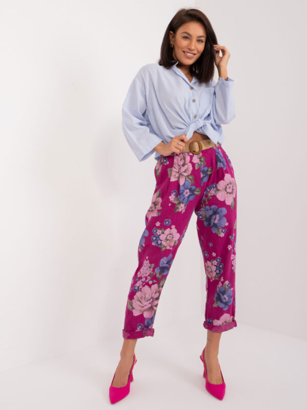 Лилави Италиански Ленени Панталони ITALY MODA - Image 3