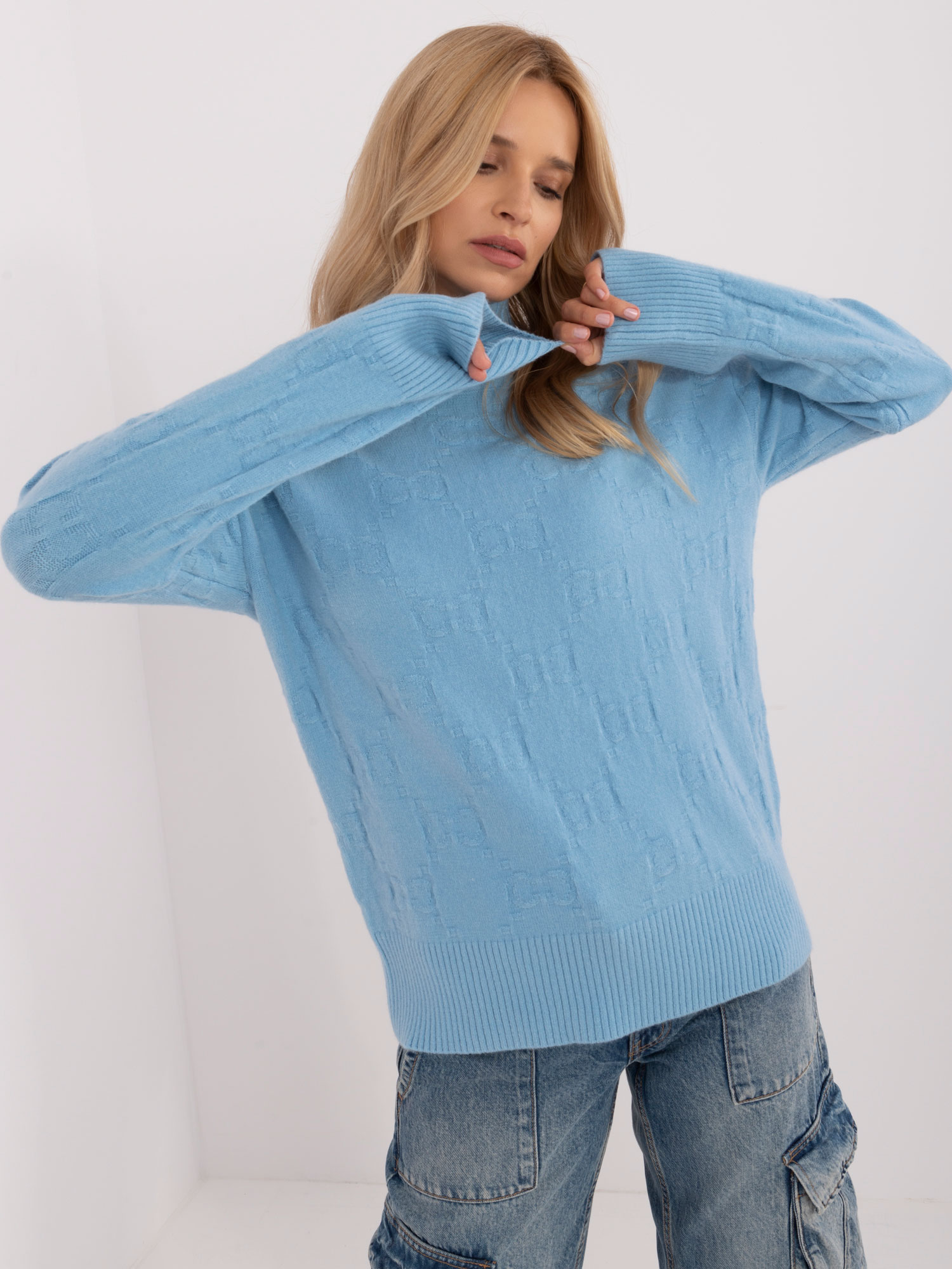Светлосин Пуловер Wool Fashion Italia - Елегантен и Топъл