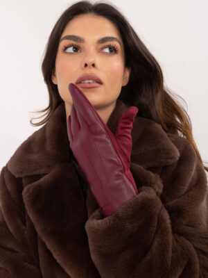Елегантни бордо ръкавици Wool Fashion Italia