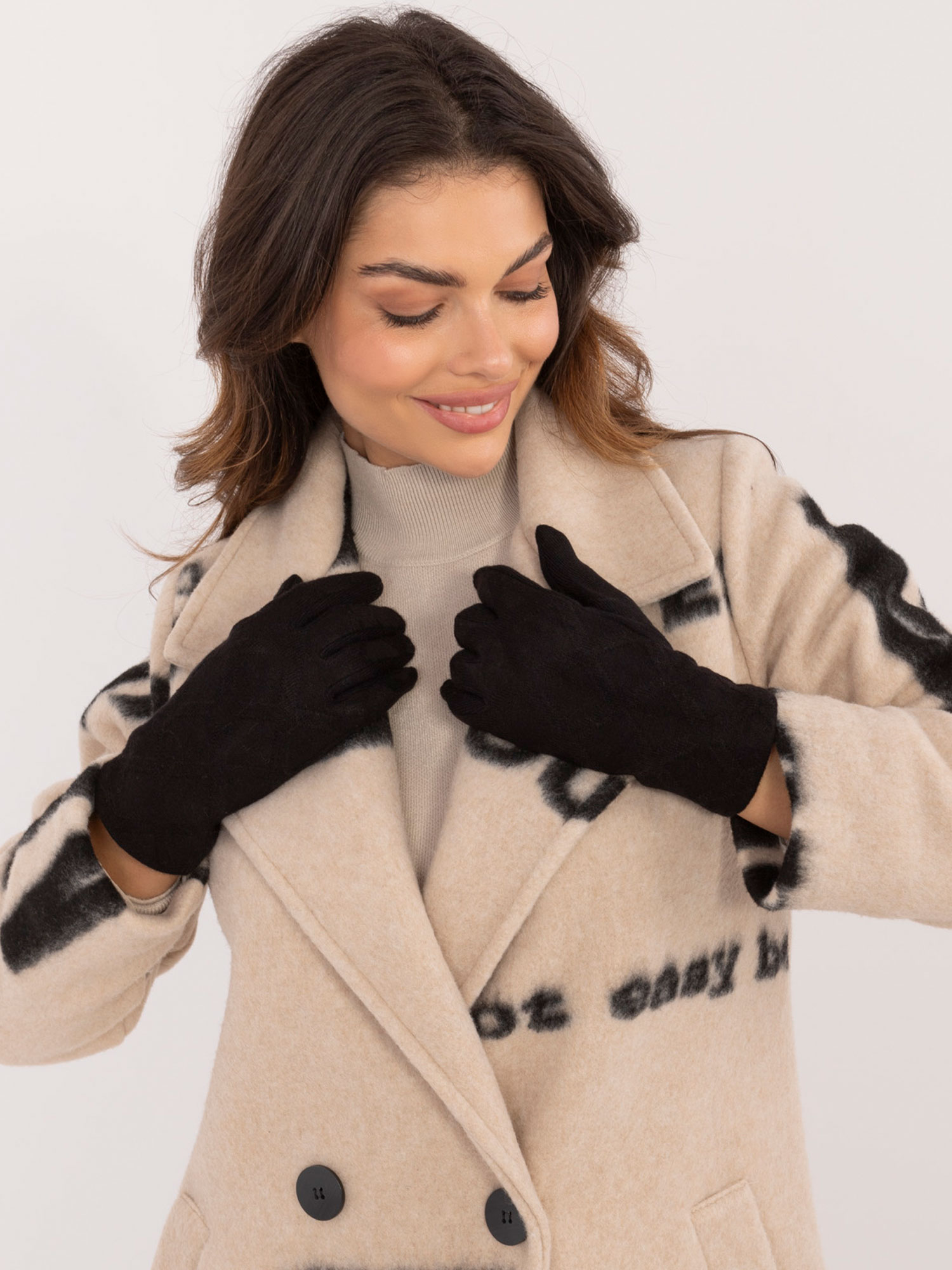 Елегантни черни ръкавици Wool Fashion Italia - Image 2