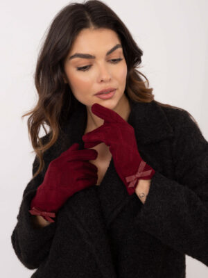 Елегантни Бордо Ръкавици Wool Fashion Italia