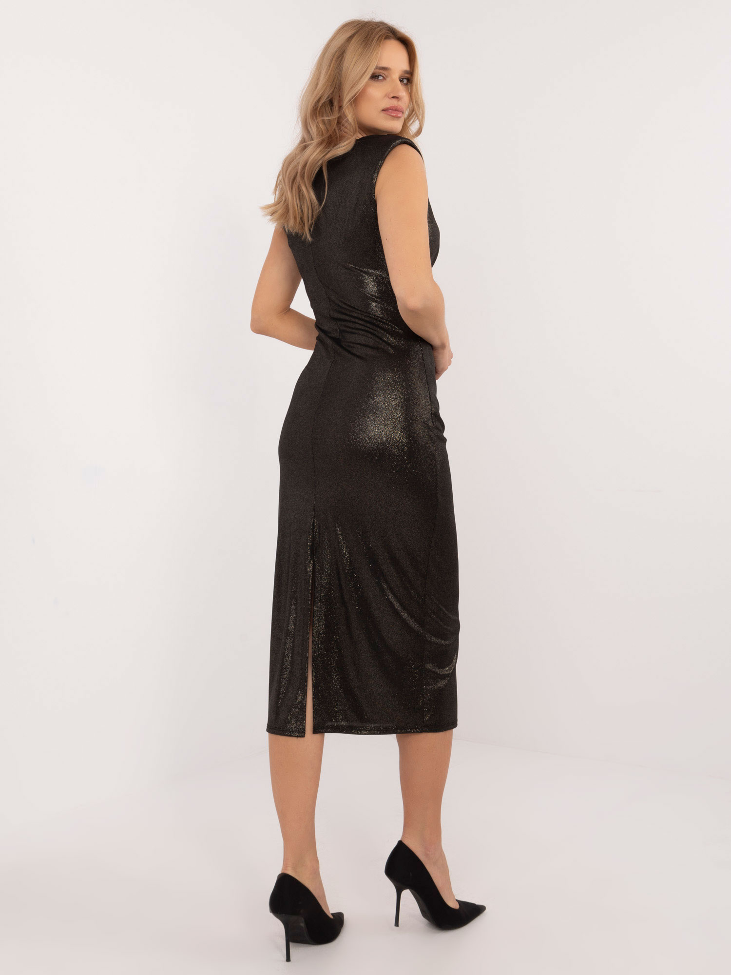Елегантна Черно-Златна Рокля ITALY MODA - Image 3