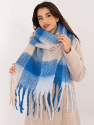 Стилният син шал WOOL FASHION ITALIA