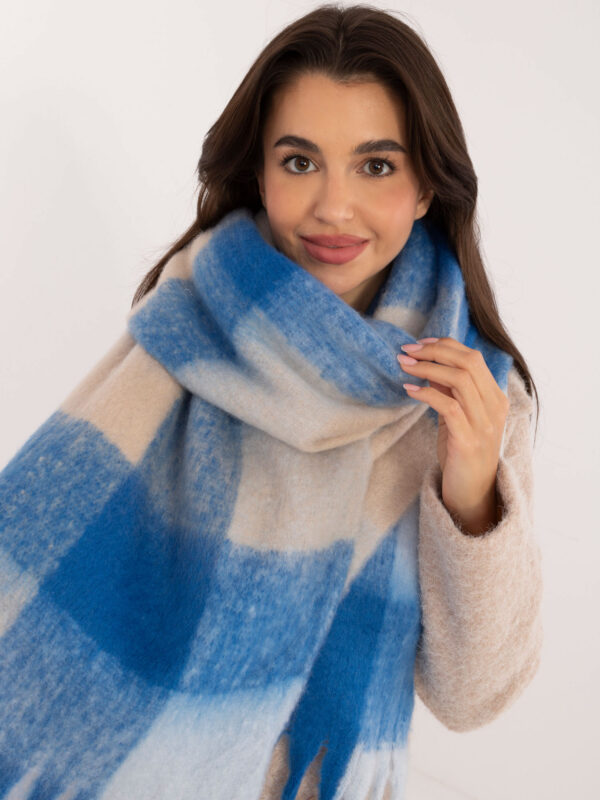 Стилният син шал WOOL FASHION ITALIA - Image 2