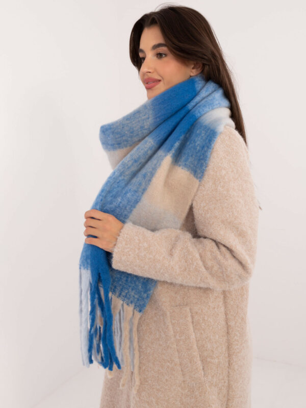 Стилният син шал WOOL FASHION ITALIA - Image 4