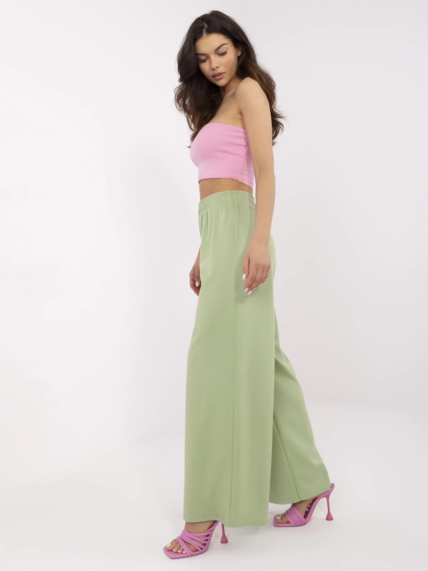Панталони ITALY MODA Pistacjowy - Елегантност и Комфорт - Image 2
