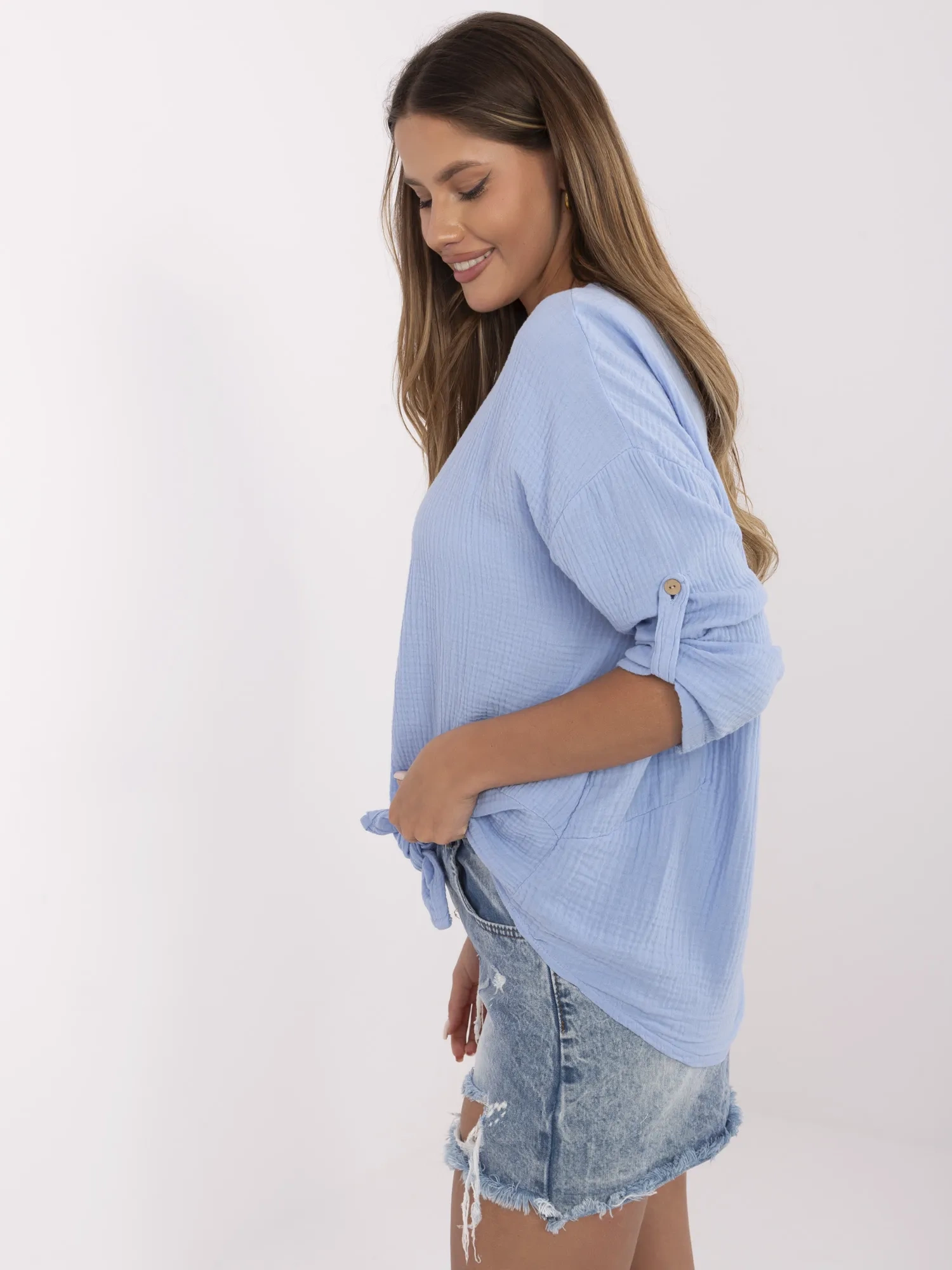 Светлосиня Риза ITALY MODA - 100% Памук - Image 2
