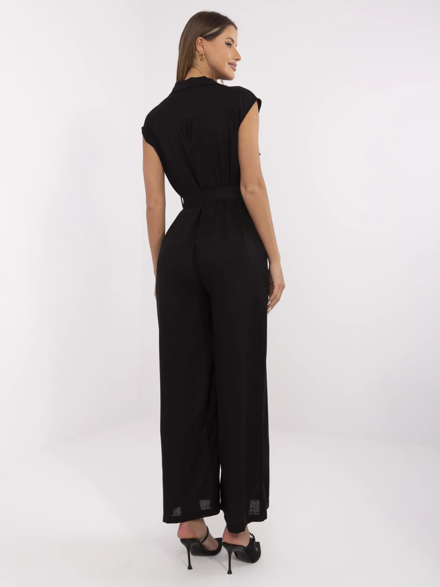 Черен Ленен Гащеризон SHOP SMILE - Елегантен Комфорт - Image 3