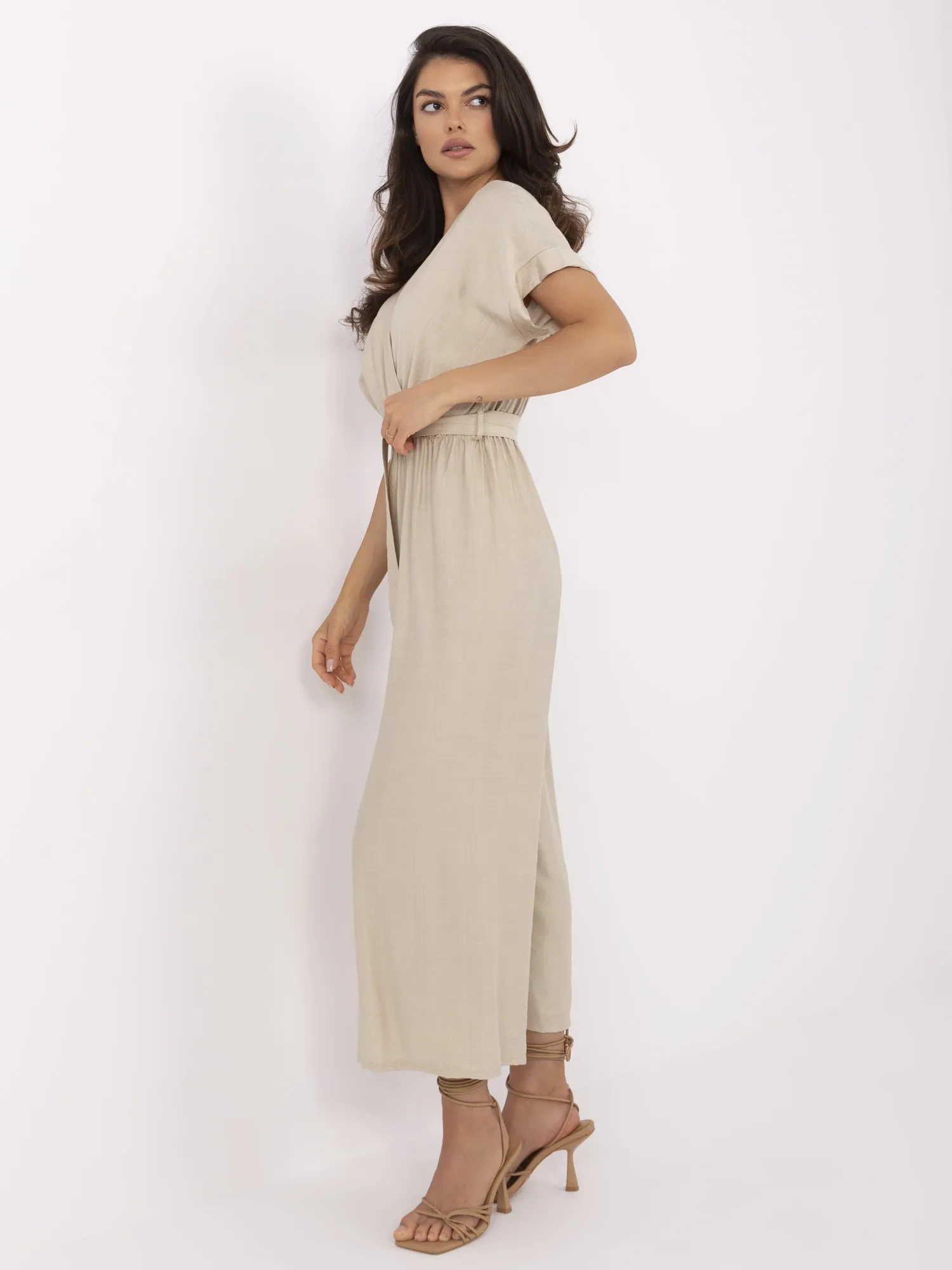 Бежов Дамски Гащеризон Italy Moda - Елегантност - Image 3