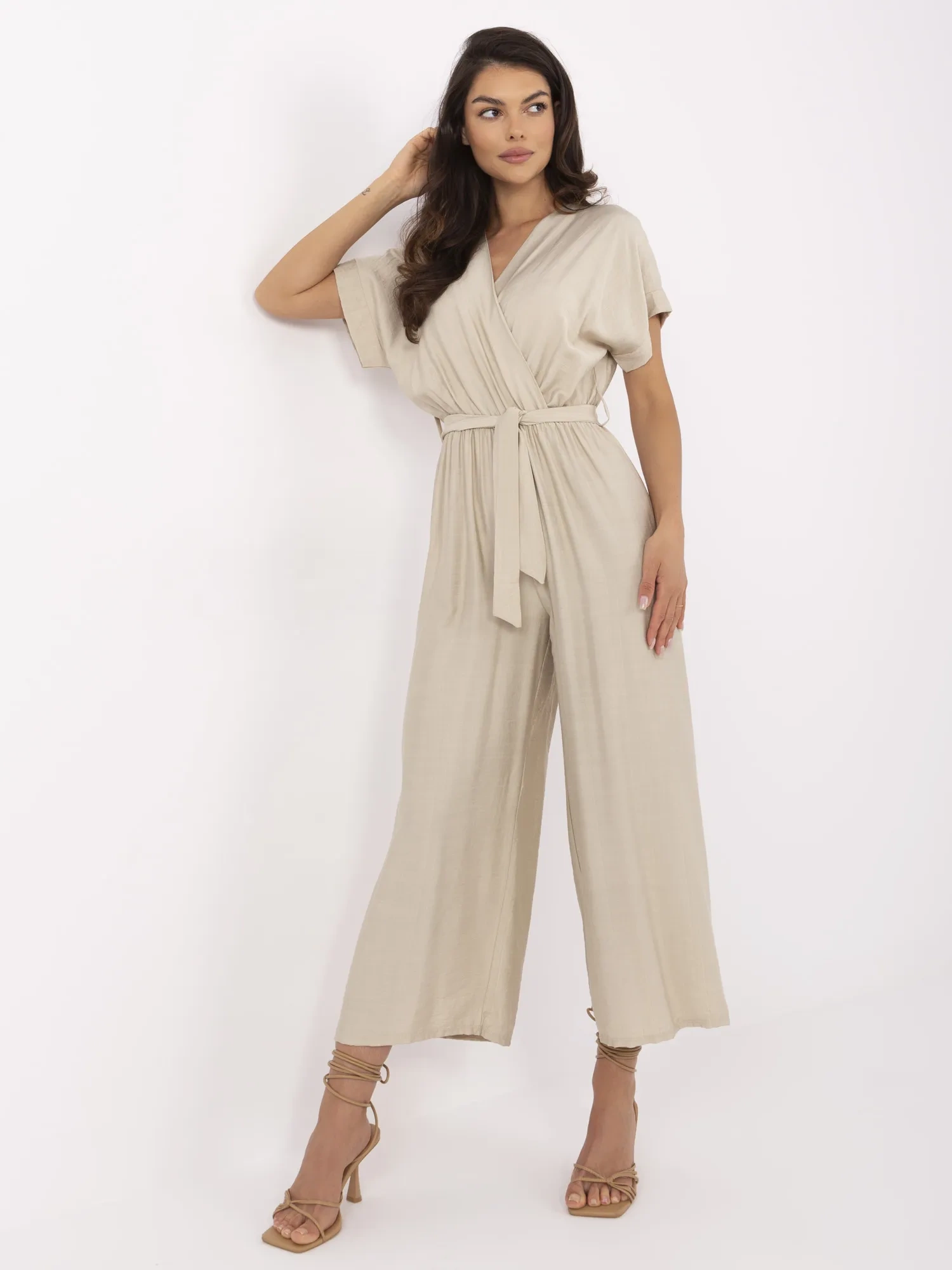 Бежов Дамски Гащеризон Italy Moda - Елегантност - Image 2