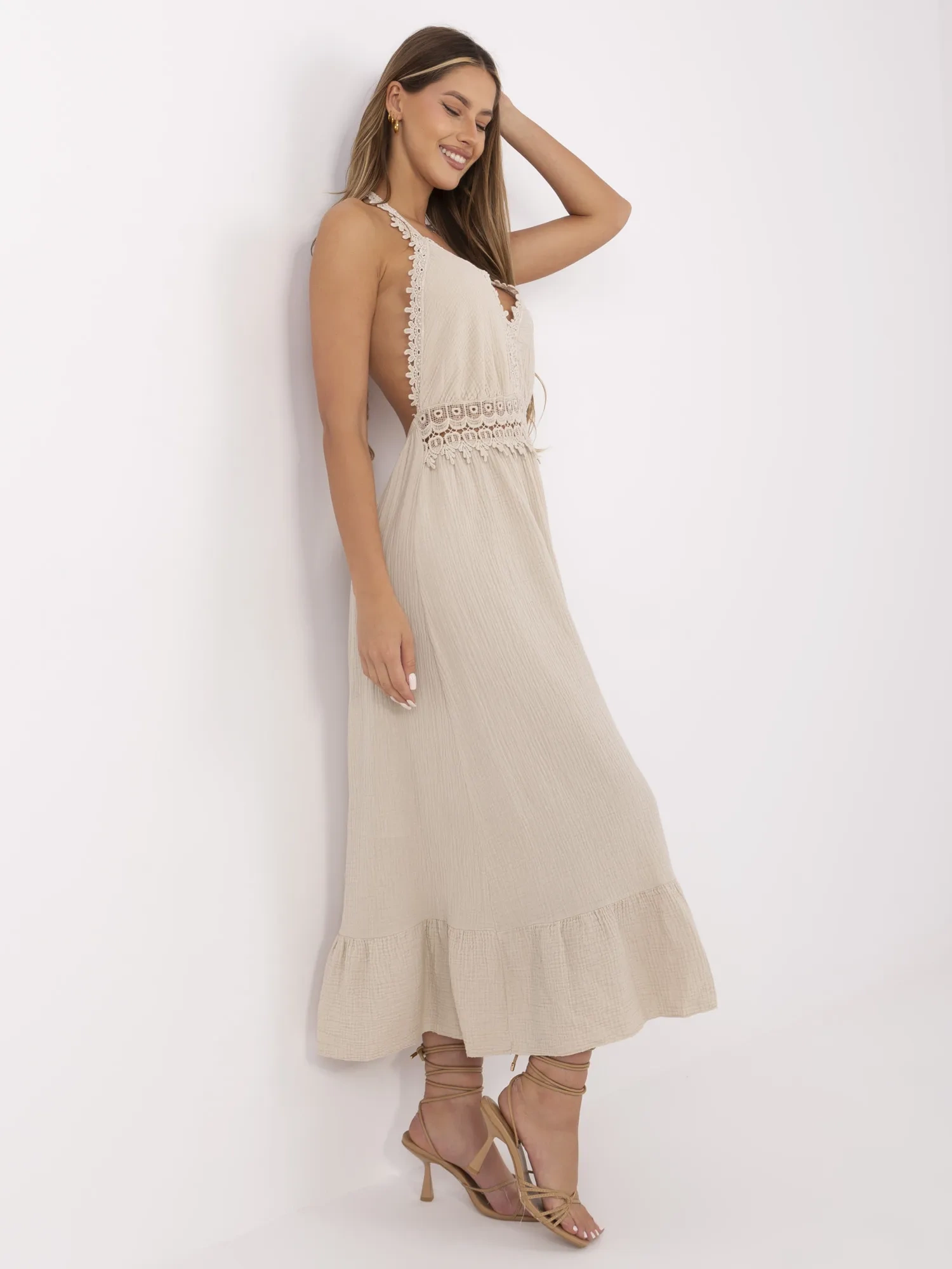 Бежова Рокля ITALY MODA - Елегантен Комфорт - Image 4