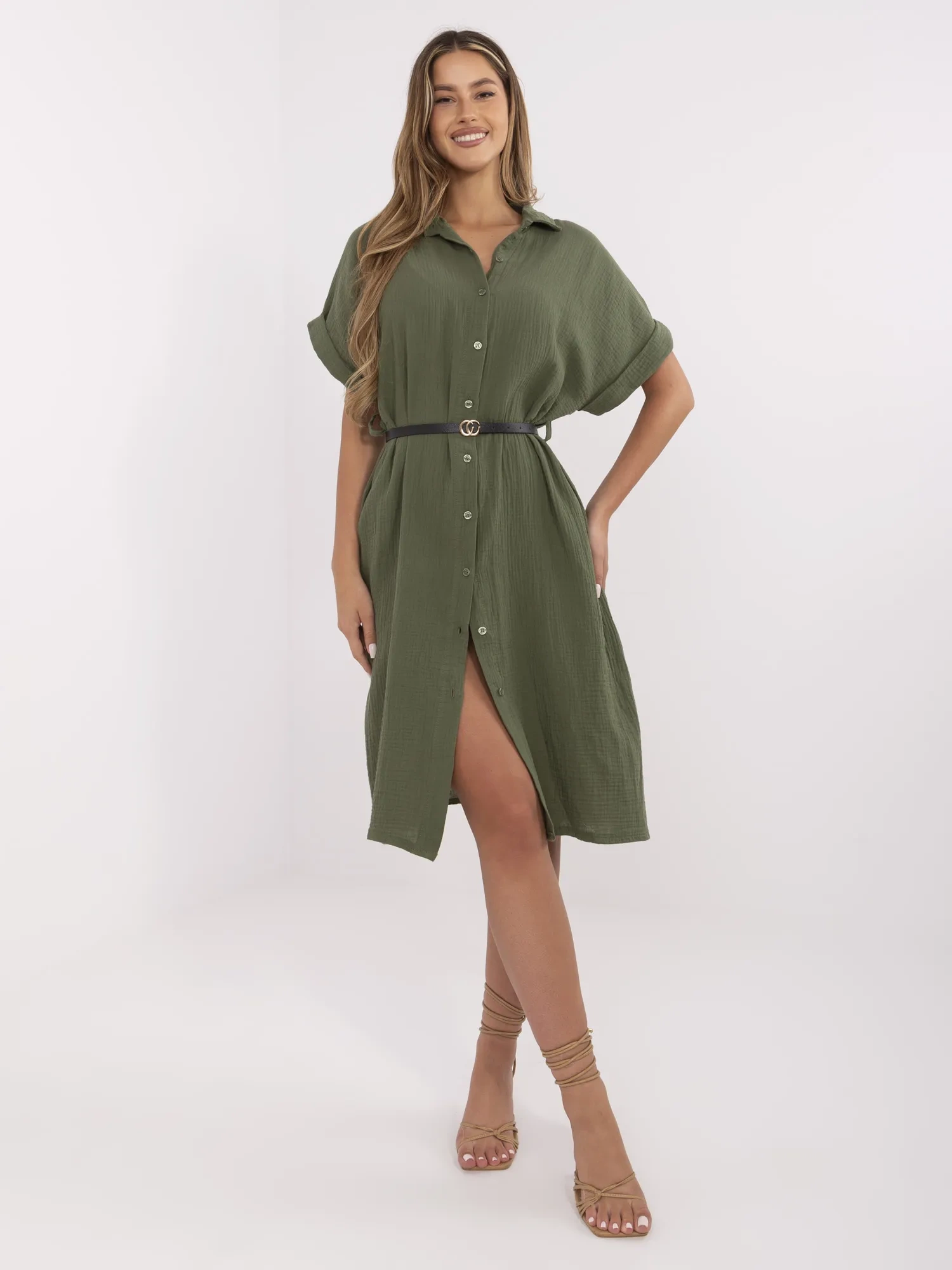Khaki Рокля ITALY MODA - Ежедневен Шик - Image 2