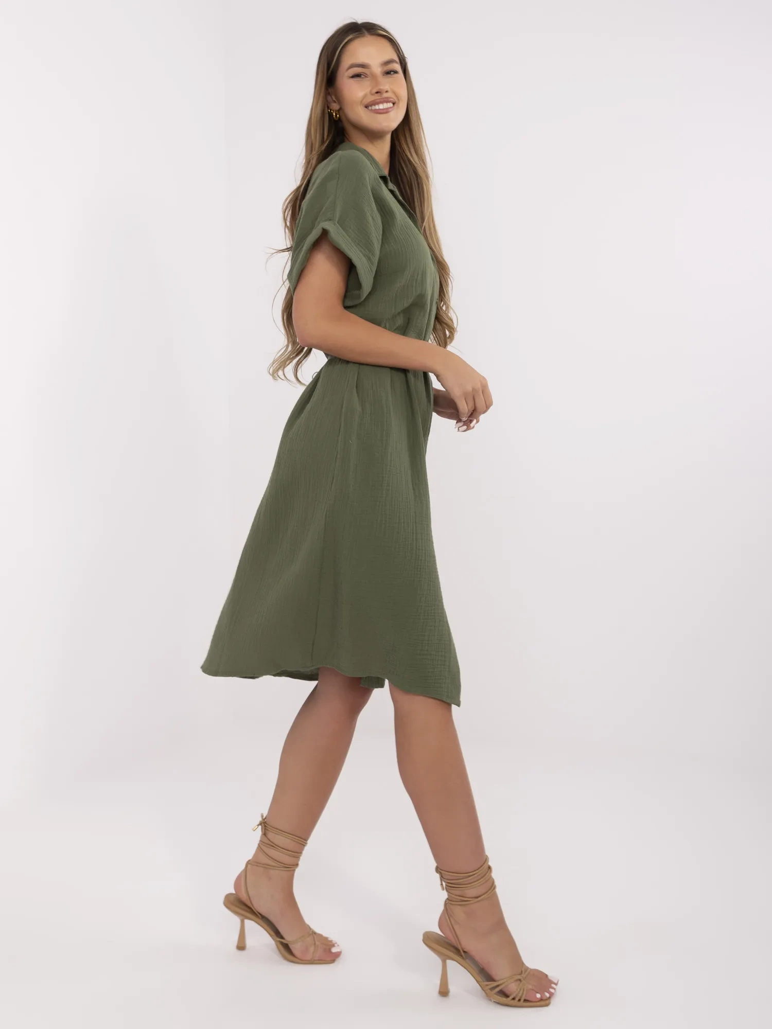 Khaki Рокля ITALY MODA - Ежедневен Шик - Image 3