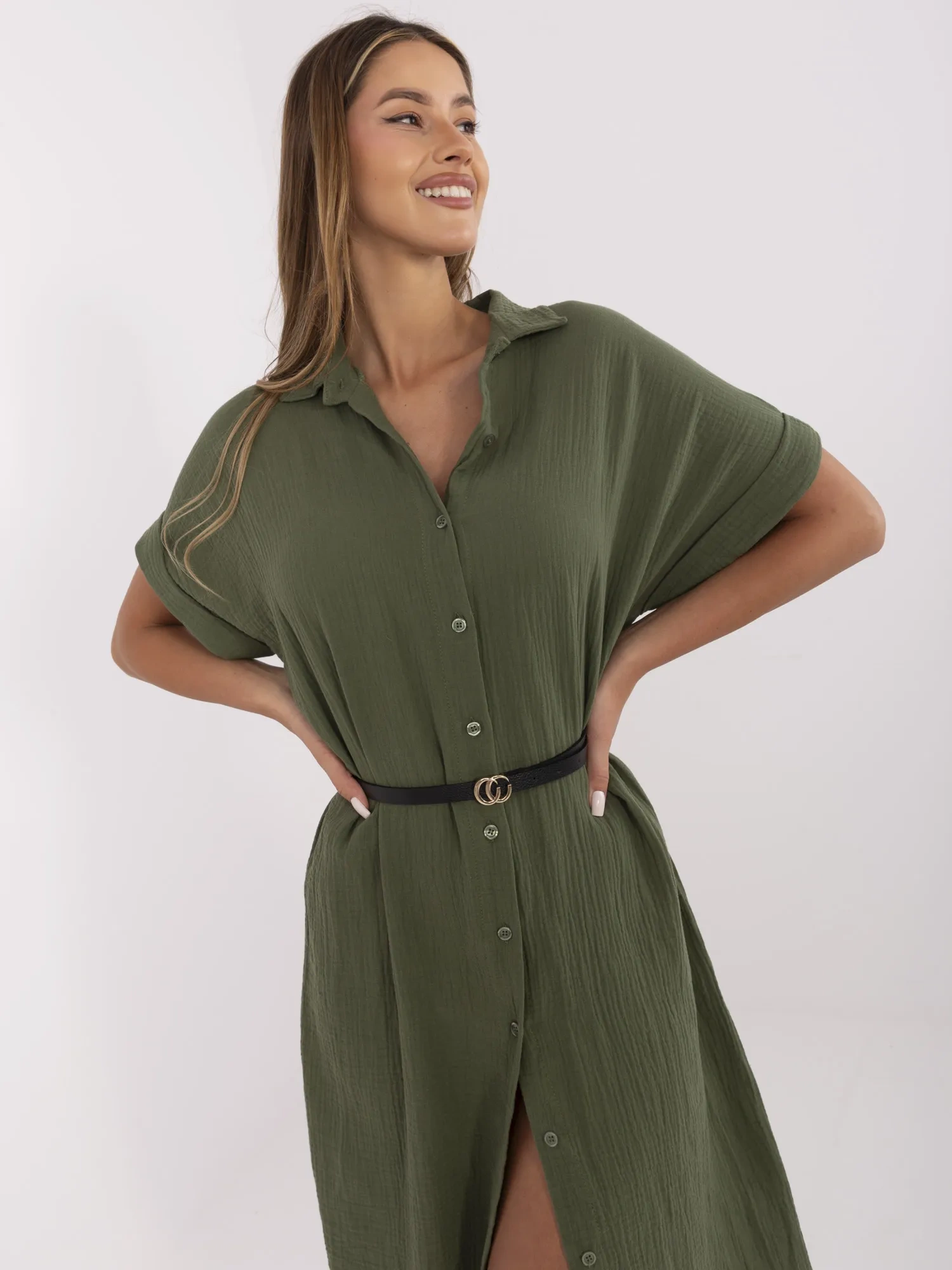 Khaki Рокля ITALY MODA - Ежедневен Шик - Image 4