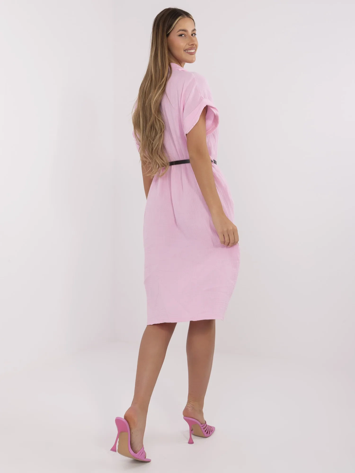 Рокля ITALY MODA розов памук - Елегантна и Удобна - Image 4