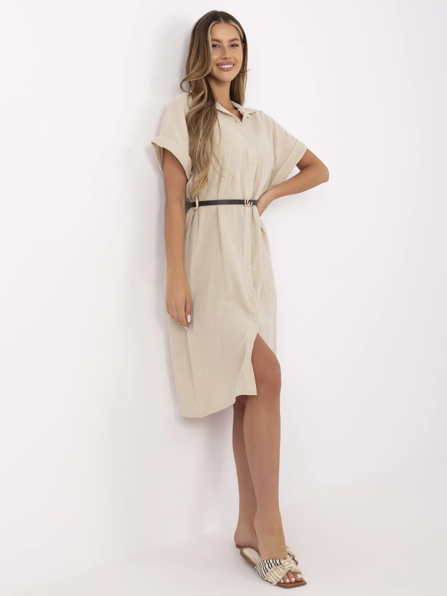 Бежова Рокля ITALY MODA - Лятна Елегантност - Image 3