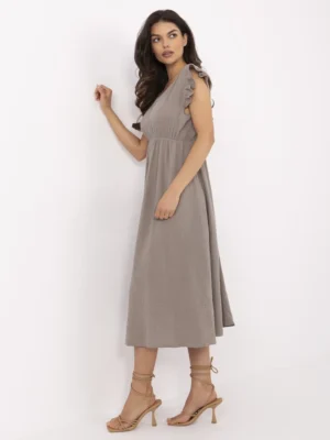 Тъмно Бежова Рокля ITALY MODA - Памук