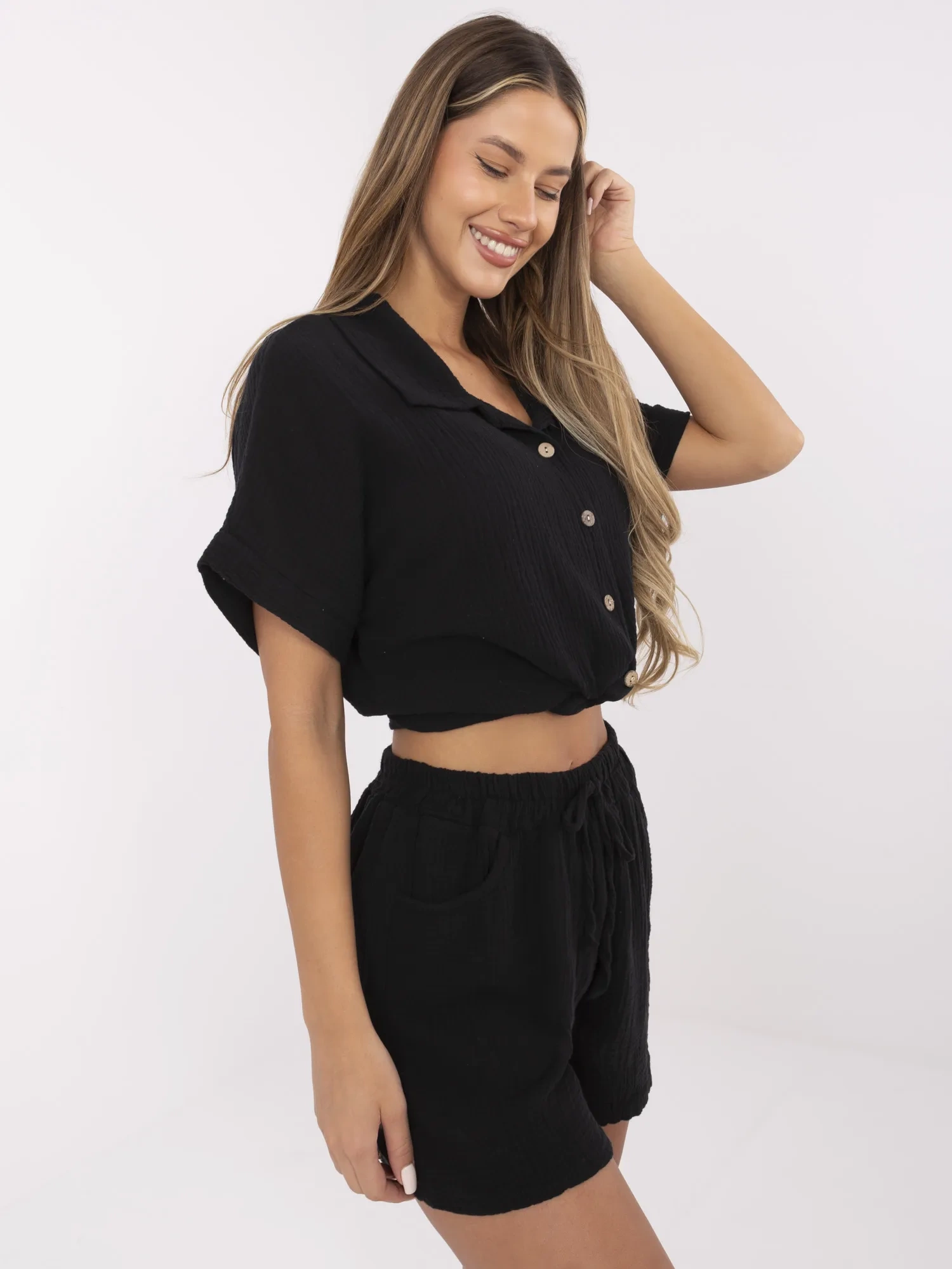 Черни Италиански Шорти ITALY MODA - Памук - Image 2