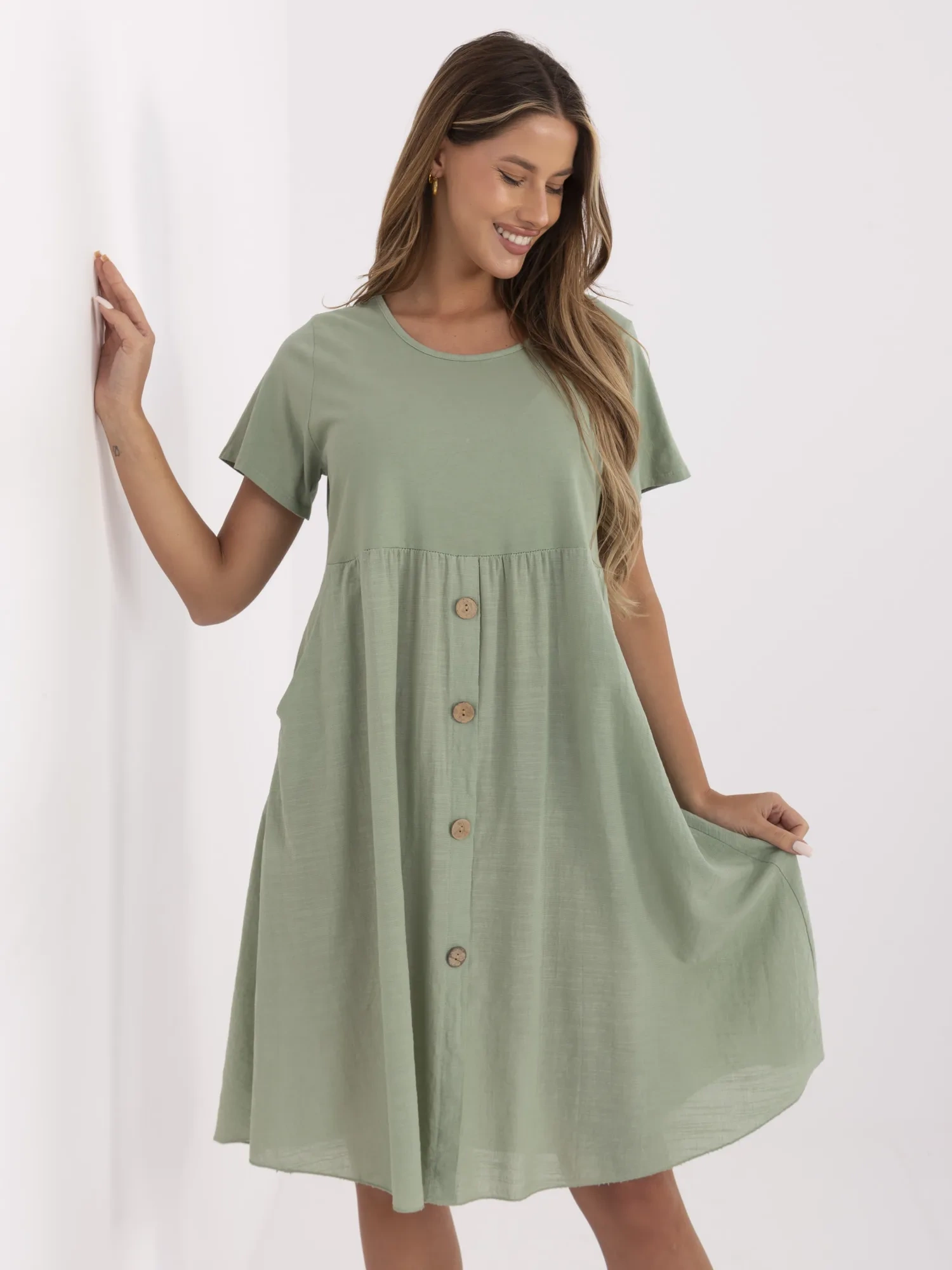 Рокля ITALY MODA Khaki - Ежедневен Комфорт и Стил - Image 4