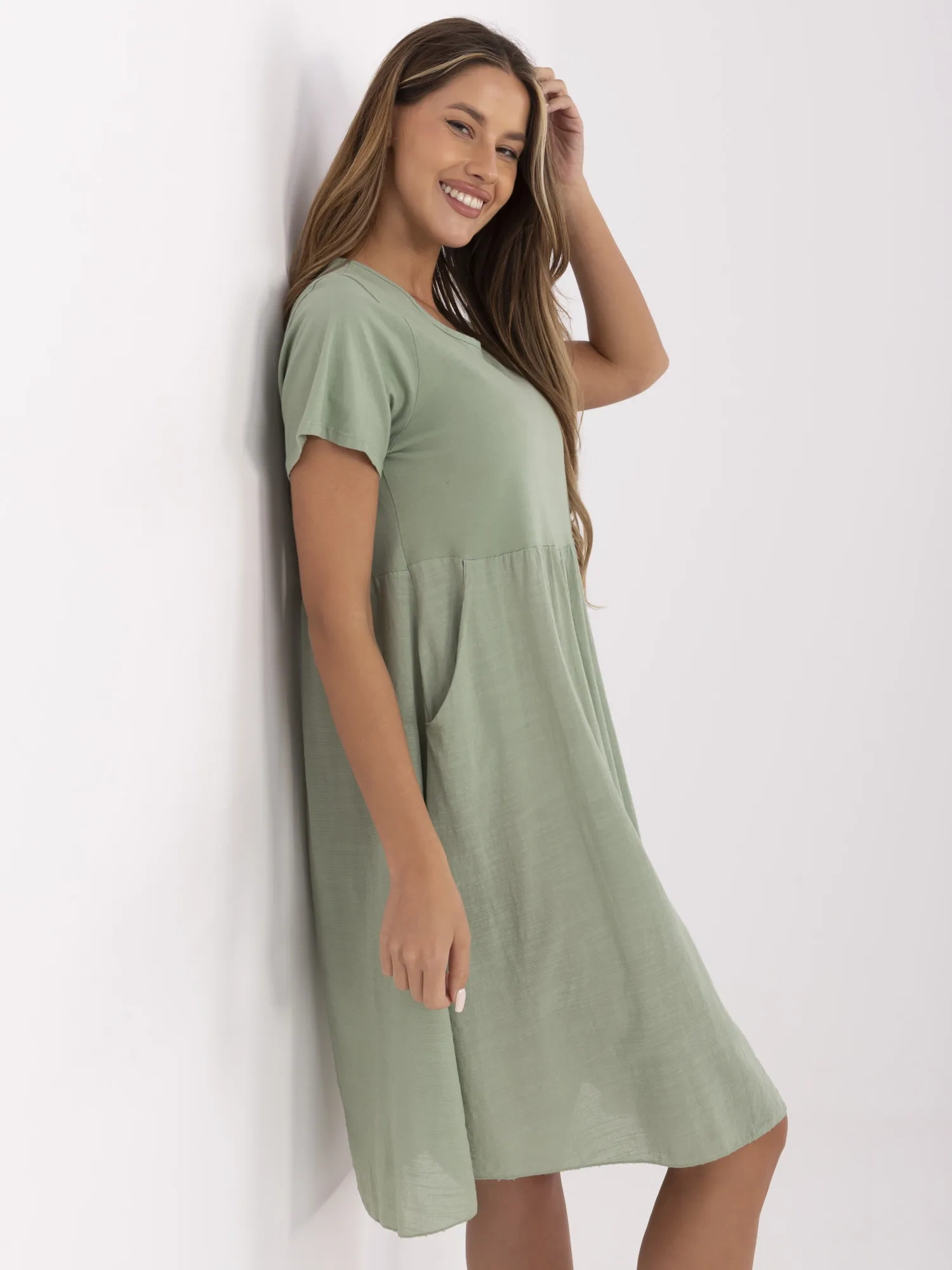 Рокля ITALY MODA Khaki - Ежедневен Комфорт и Стил - Image 2