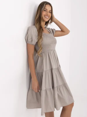 Тъмно Бежова Рокля ITALY MODA - Памук