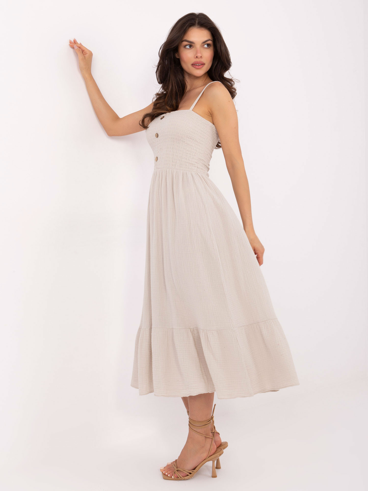 Бежова Рокля ITALY MODA - Елегантна и Удобна - Image 3