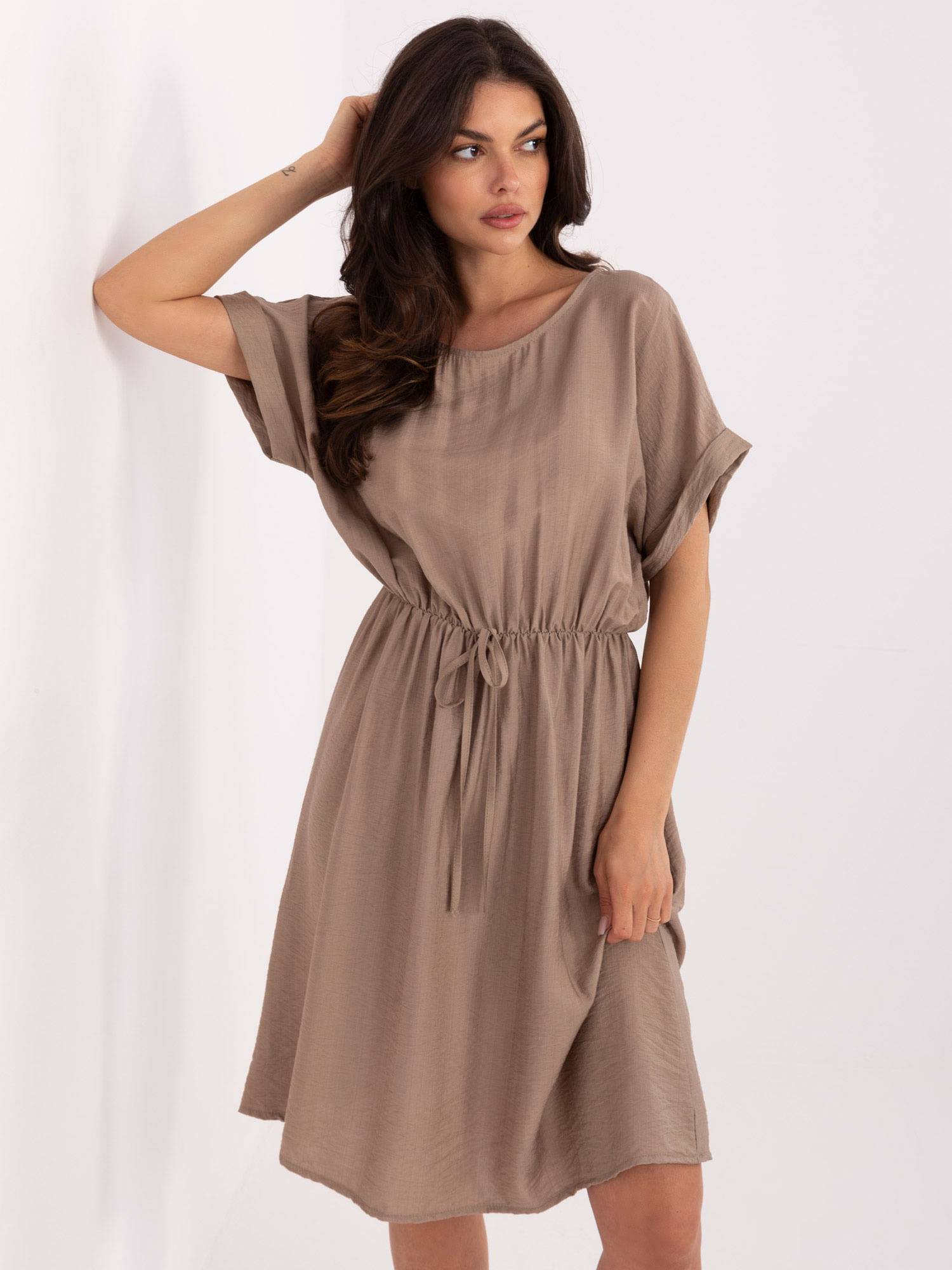 Елегантна бежова рокля ITALY MODA - Вискоза - Image 4