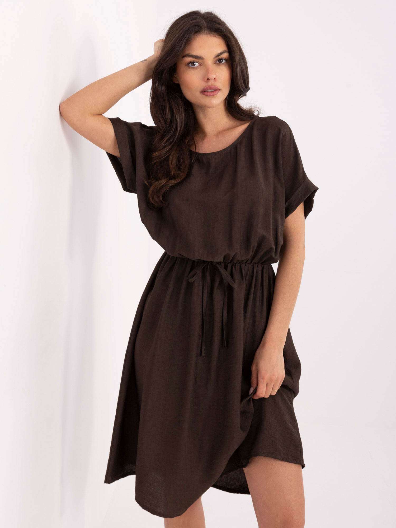 Тъмно Кафява Рокля ITALY MODA - Елегантна и Удобна - Image 3