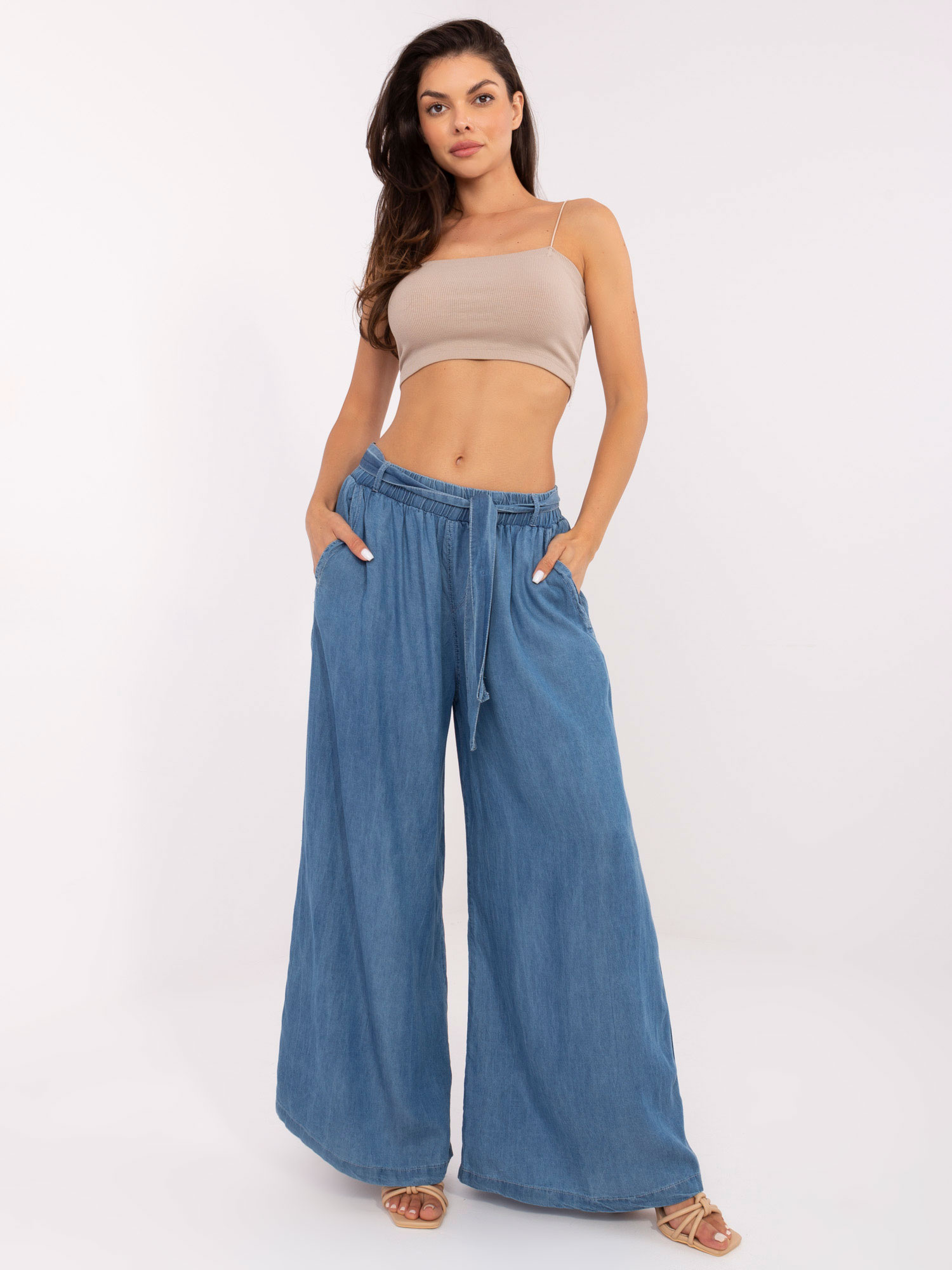Стилни сини панталони SHOP SMILE - Tencel - Image 4