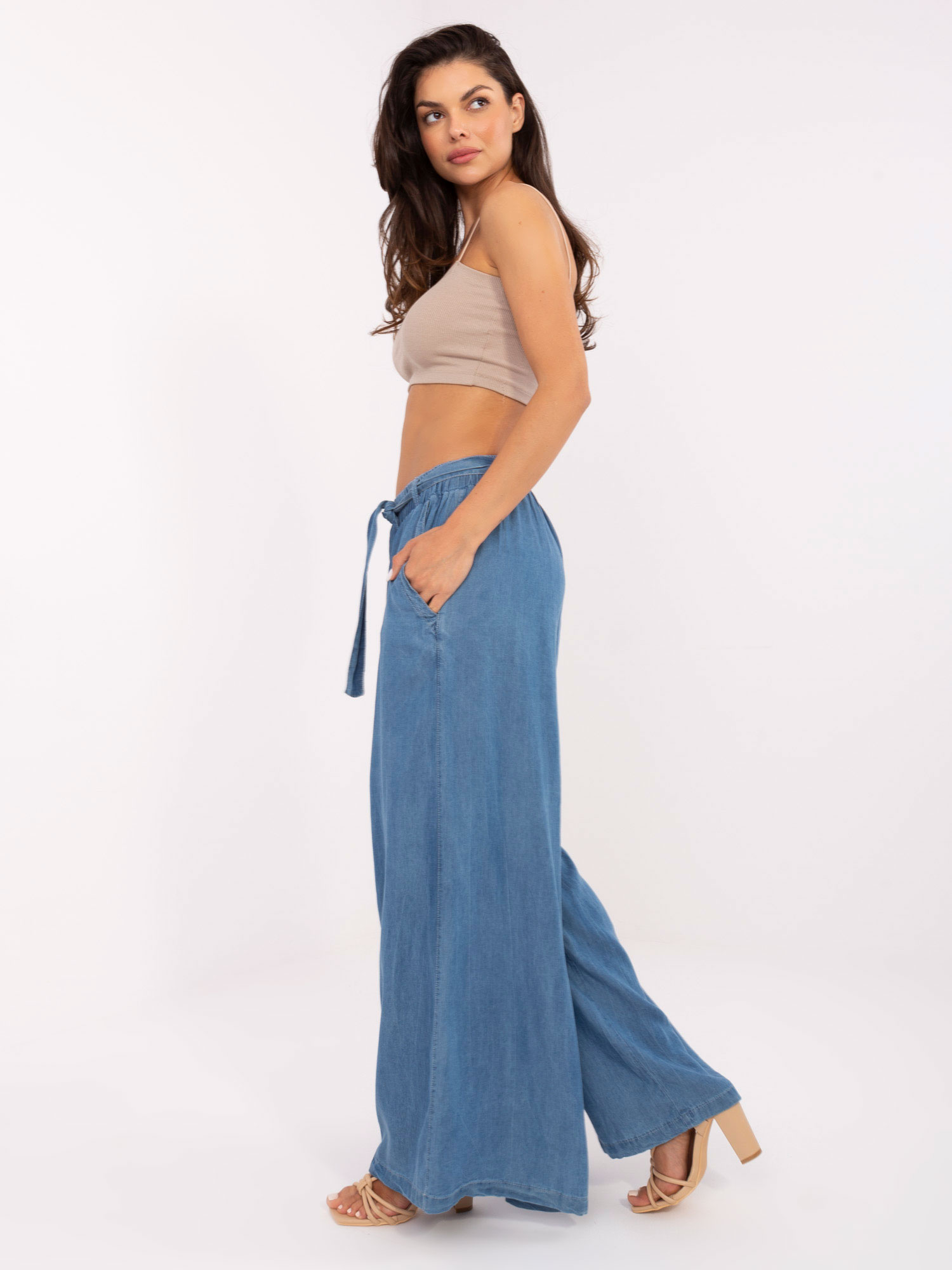 Стилни сини панталони SHOP SMILE - Tencel - Image 2