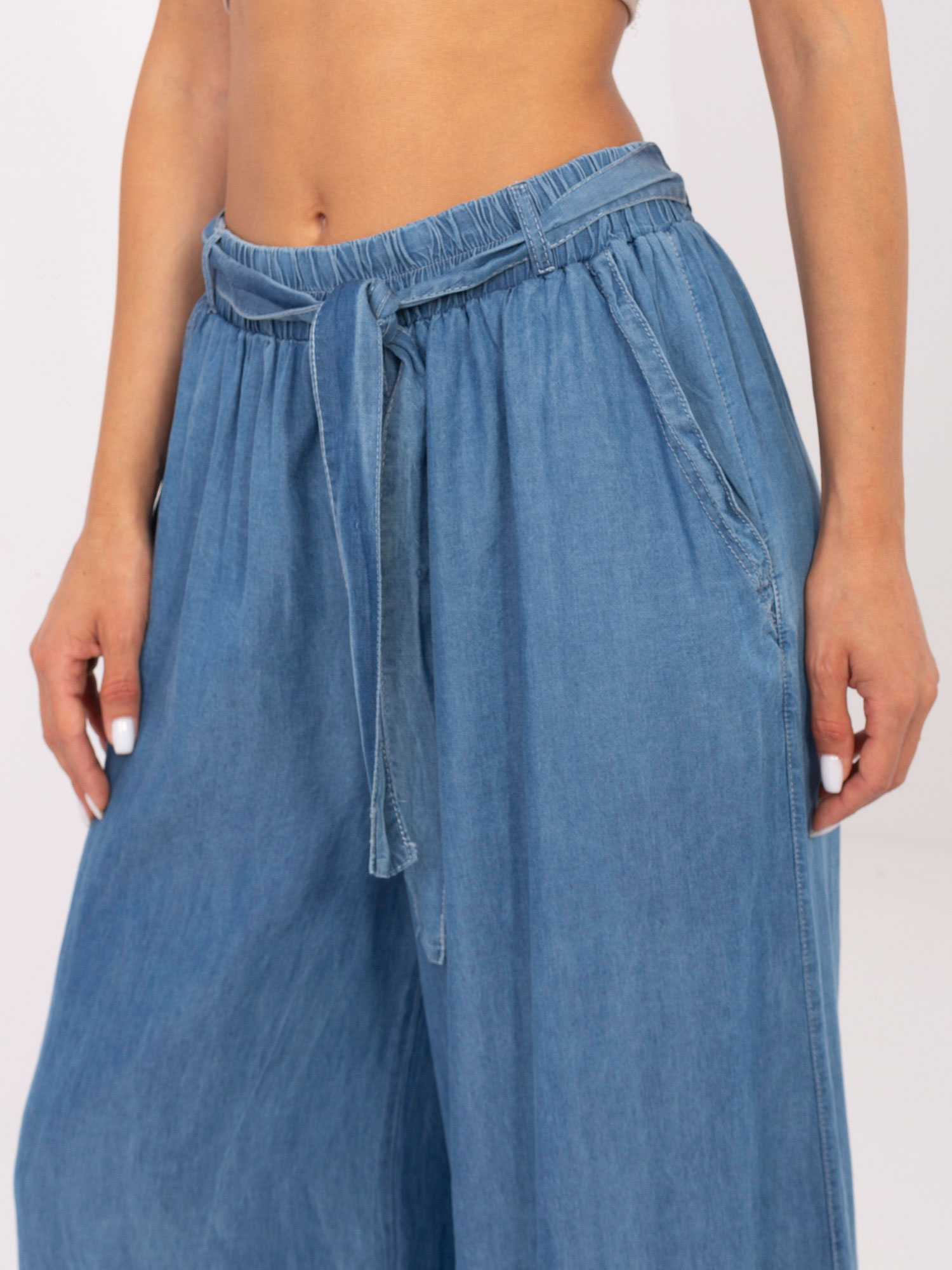 Стилни сини панталони SHOP SMILE - Tencel - Image 3