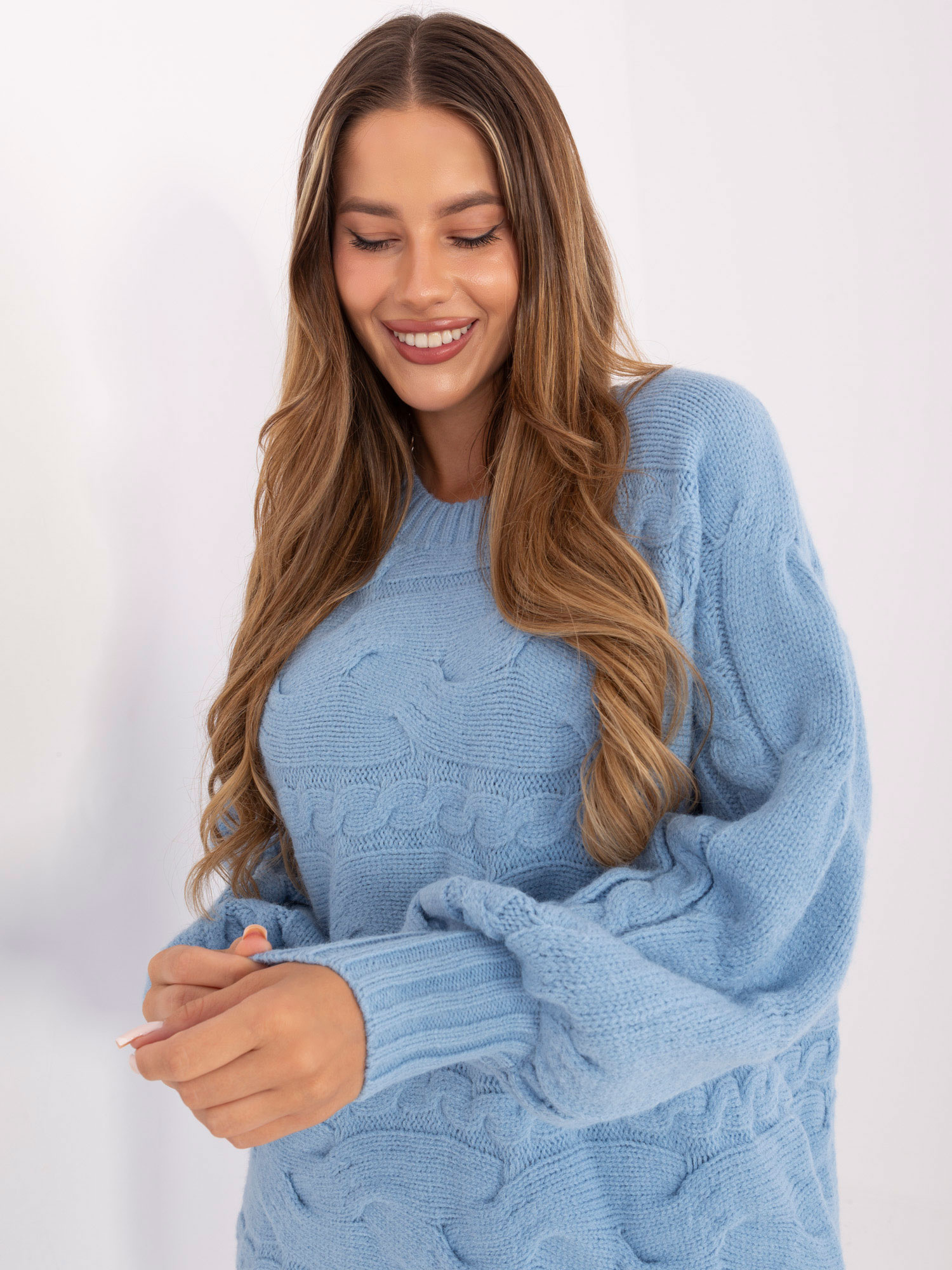 Светлосин Италиански Пуловер Wool Fashion Italia