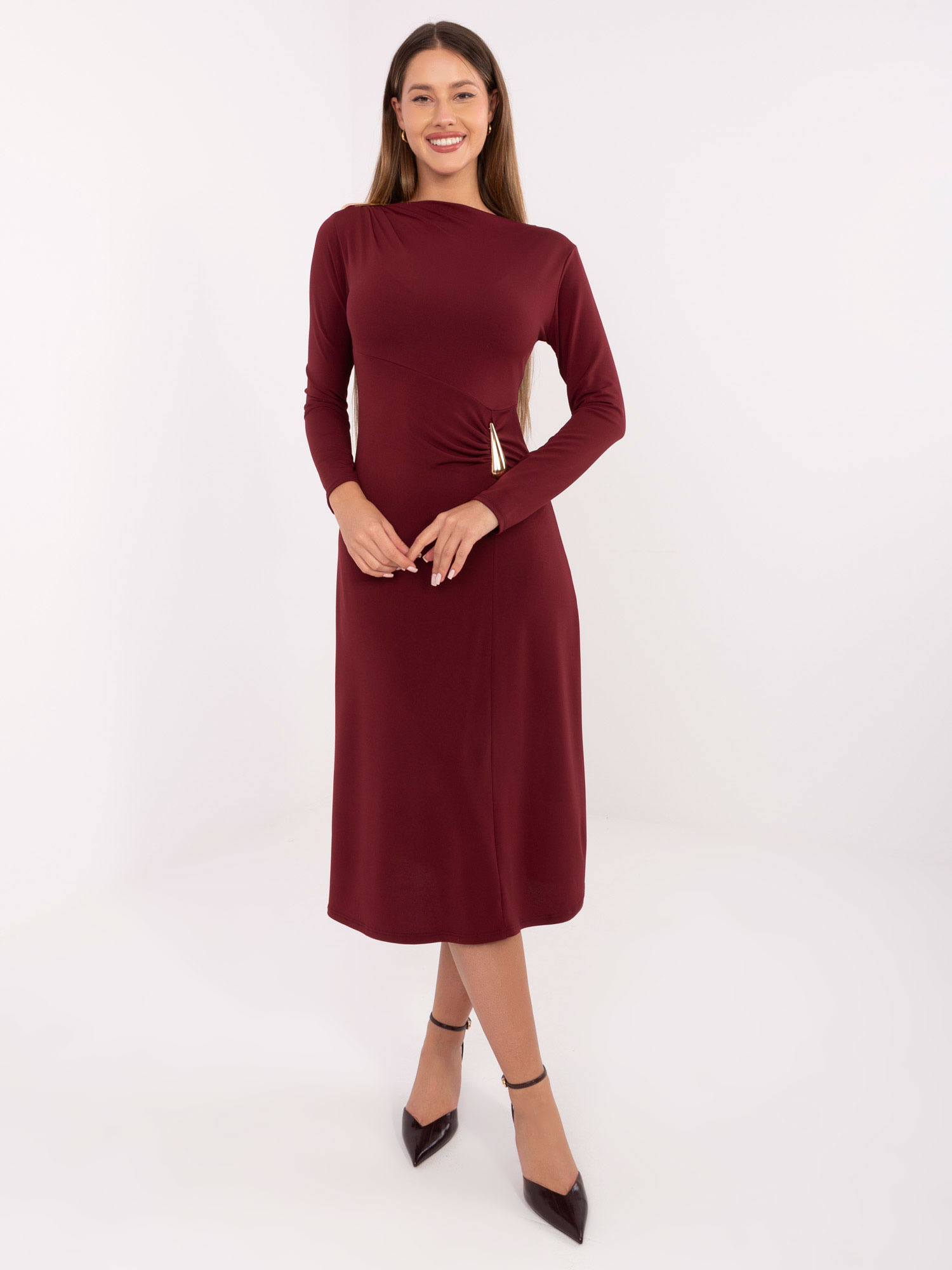 Бордо Рокля ITALY MODA - Елегантна и Удобна