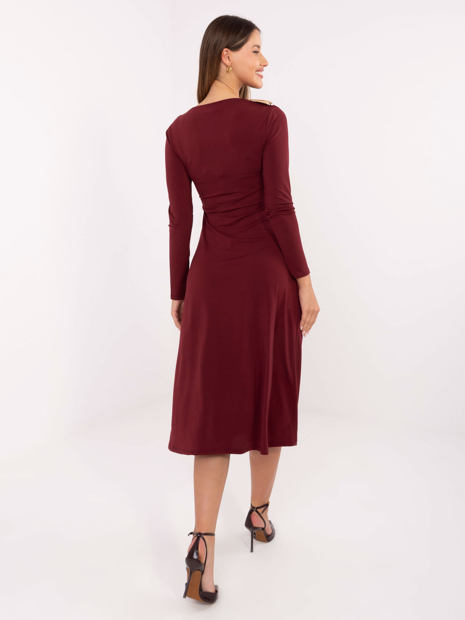 Бордо Рокля ITALY MODA - Елегантна и Удобна - Image 4