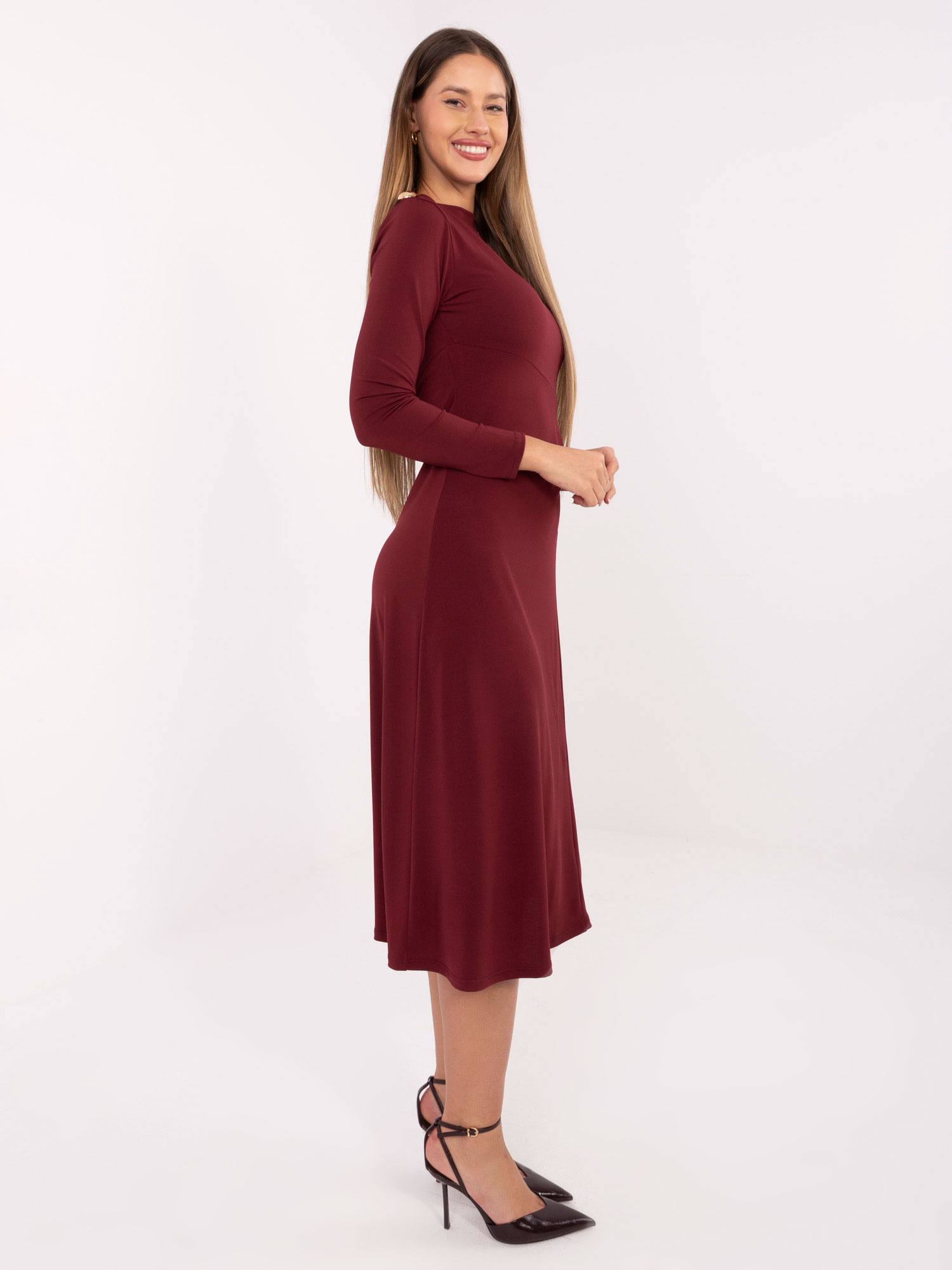 Бордо Рокля ITALY MODA - Елегантна и Удобна - Image 2
