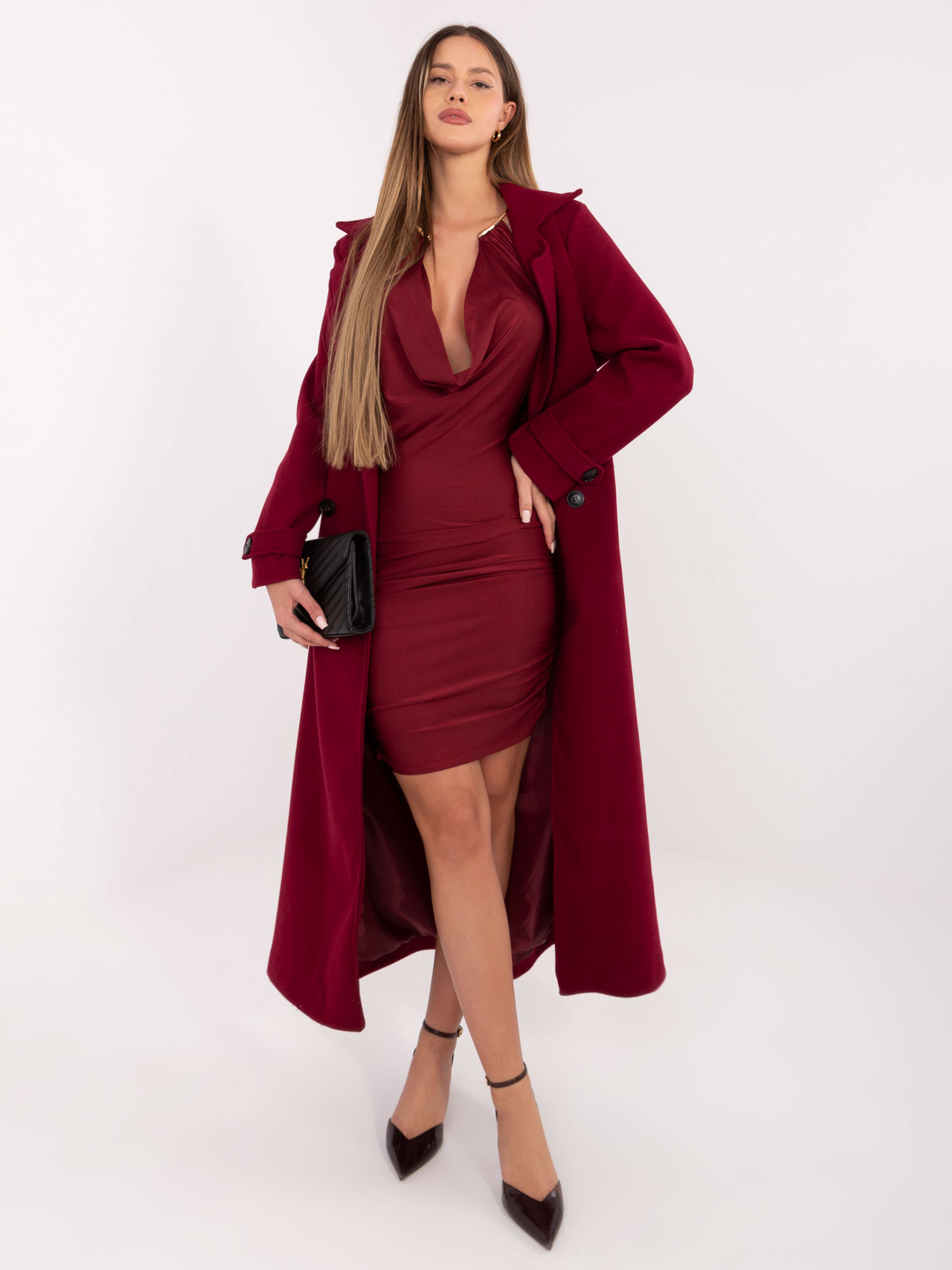Бордо Рокля ITALY MODA - Елегантност и Комфорт - Image 3