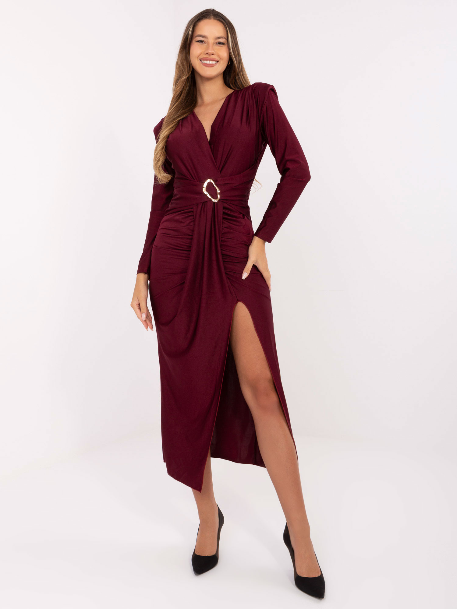 Елегантна бордо рокля ITALY MODA - стил и комфорт - Image 4