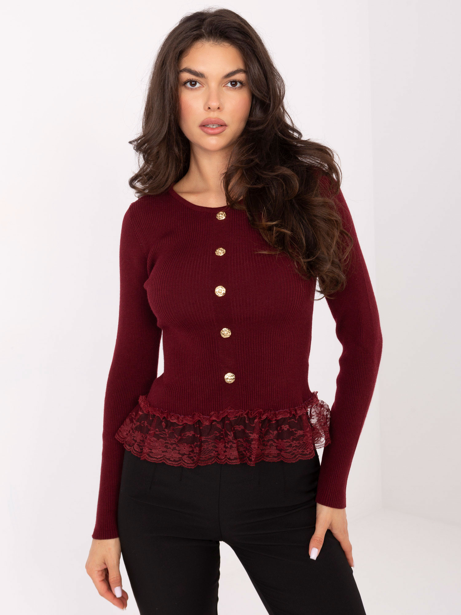 Бордо Пуловер SHOP SMILE - Елегантен Комфорт - Image 3
