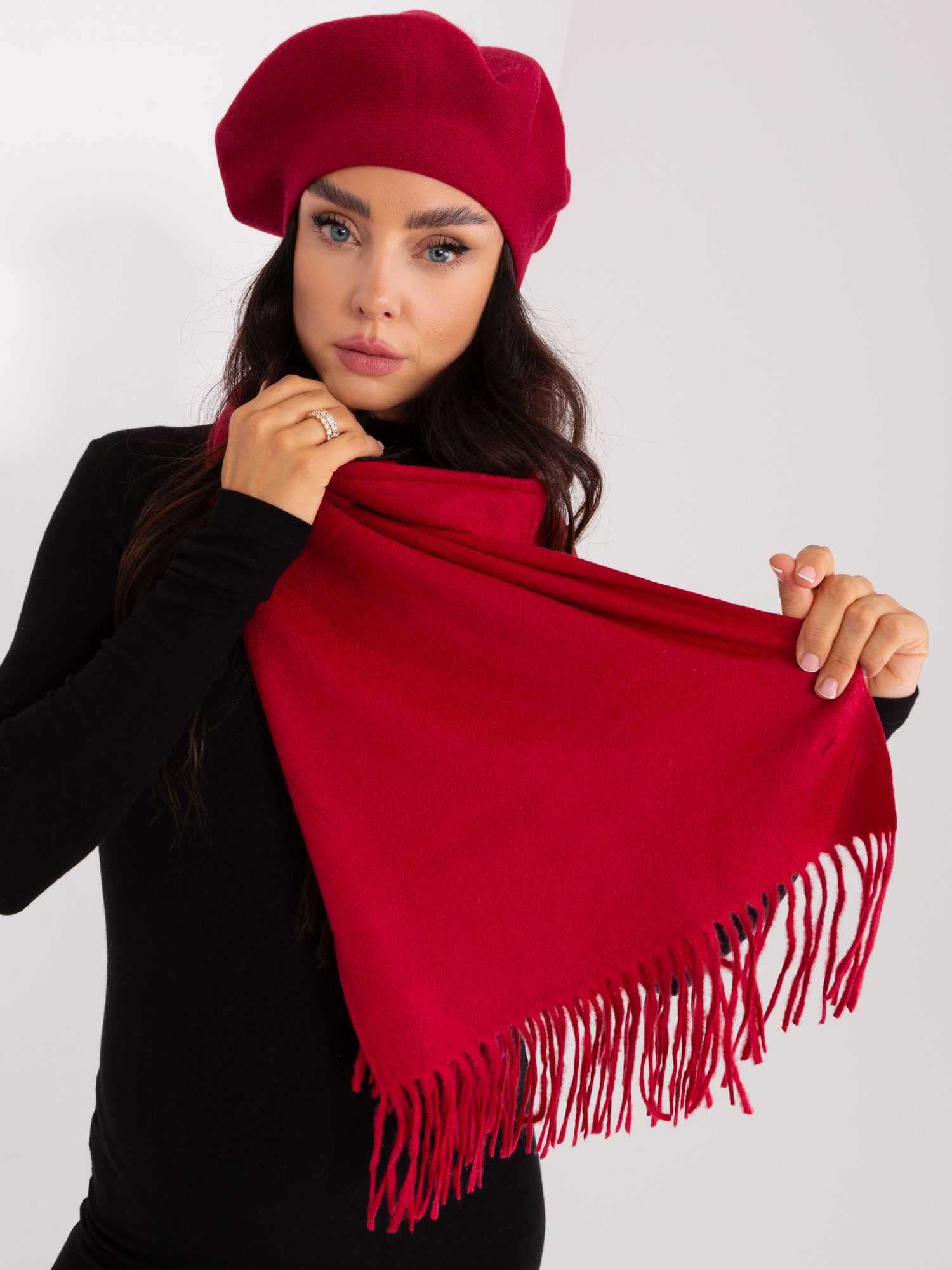 Бордо плетен шал Wool Fashion Italia - Image 2