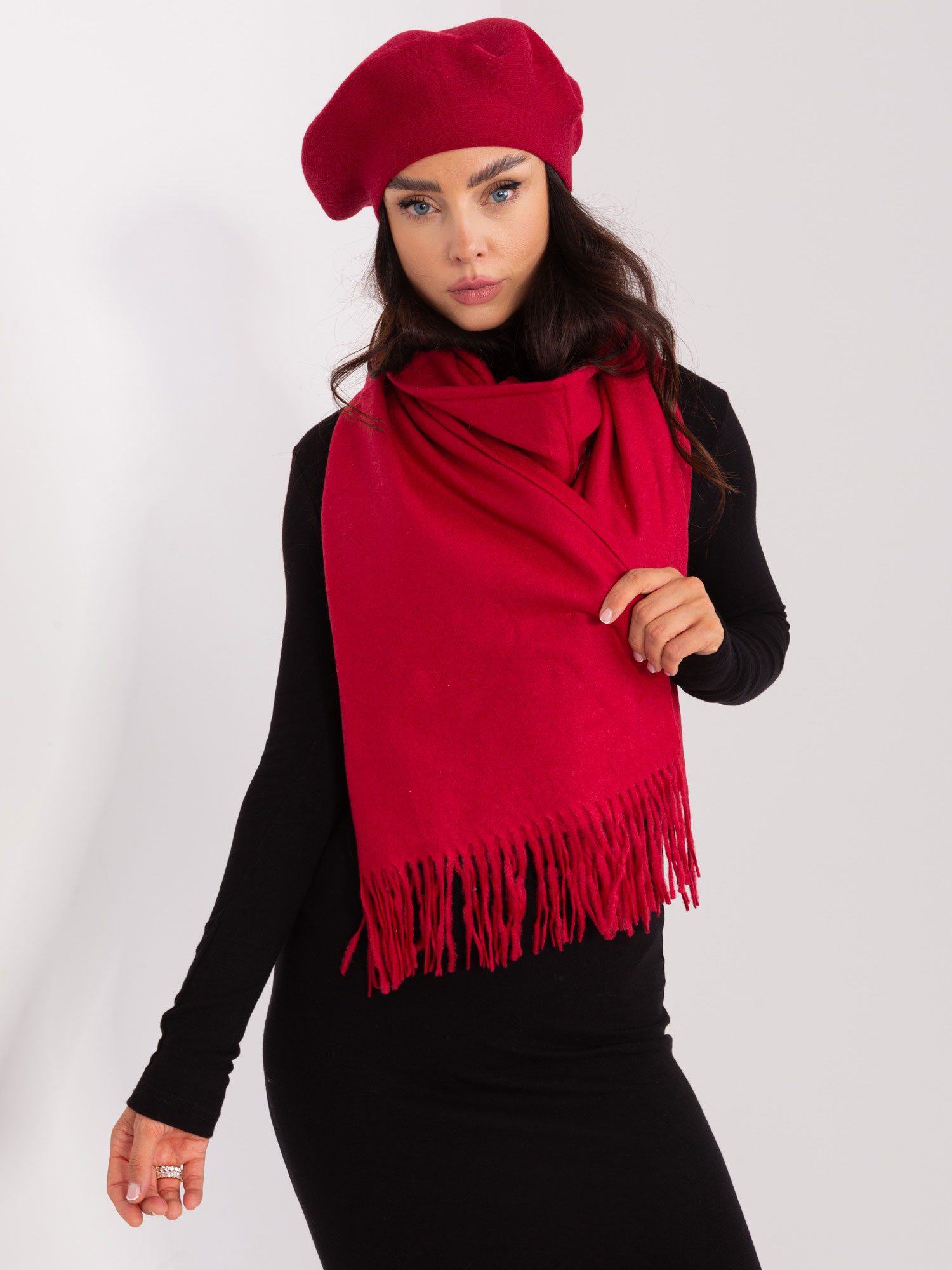 Бордо плетен шал Wool Fashion Italia - Image 3
