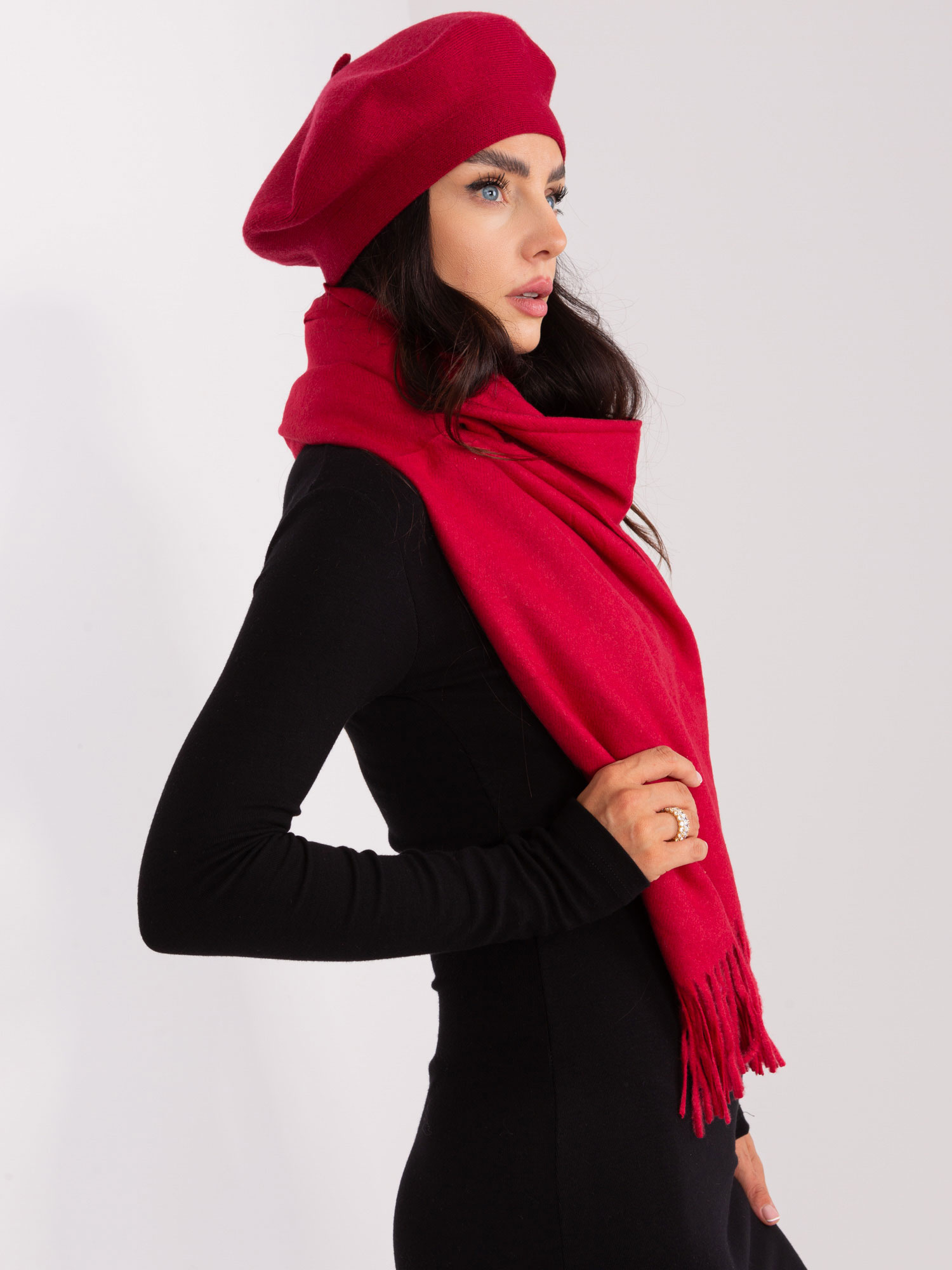 Бордо плетен шал Wool Fashion Italia - Image 4