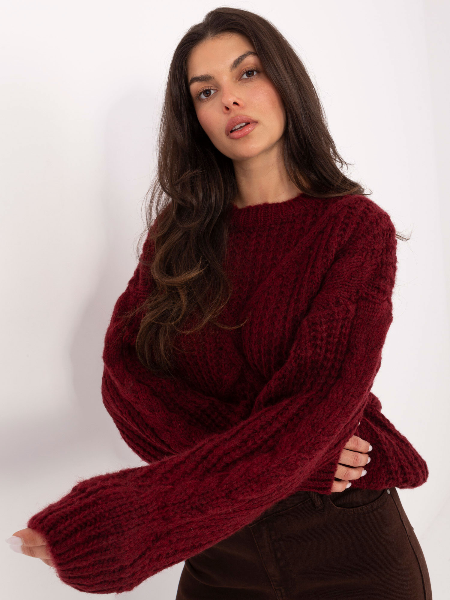 Бордо Пуловер SHOP SMILE - Елегантност и Комфорт - Image 4