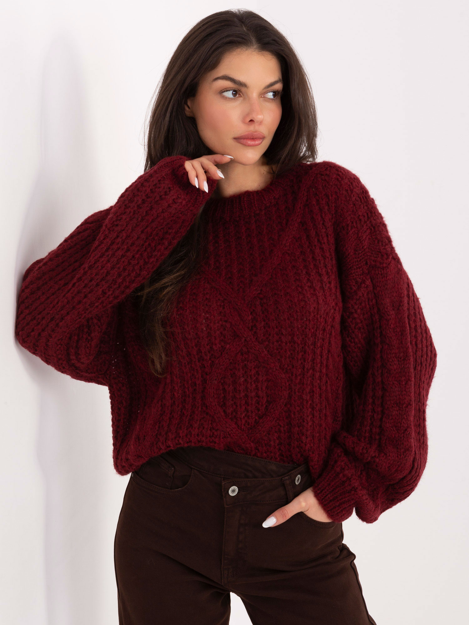 Бордо Пуловер SHOP SMILE - Елегантност и Комфорт - Image 3